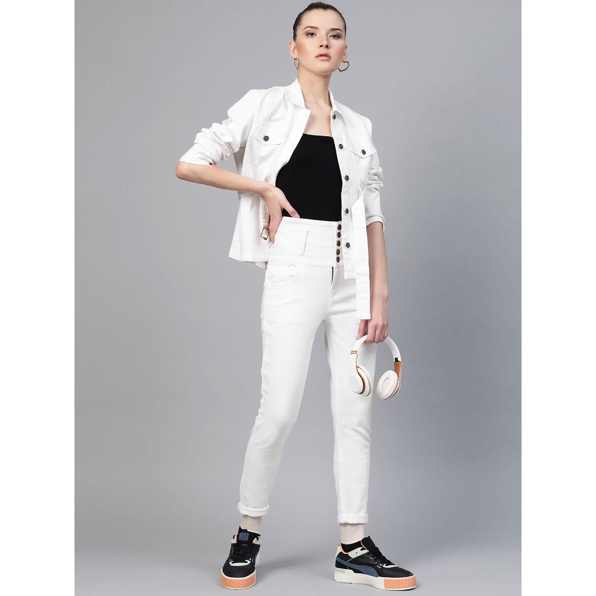 Sassafras X Styli  Belted Denim Jacket with Flap Pockets-women-winterwear-coatsandjackets-jackets-image-4