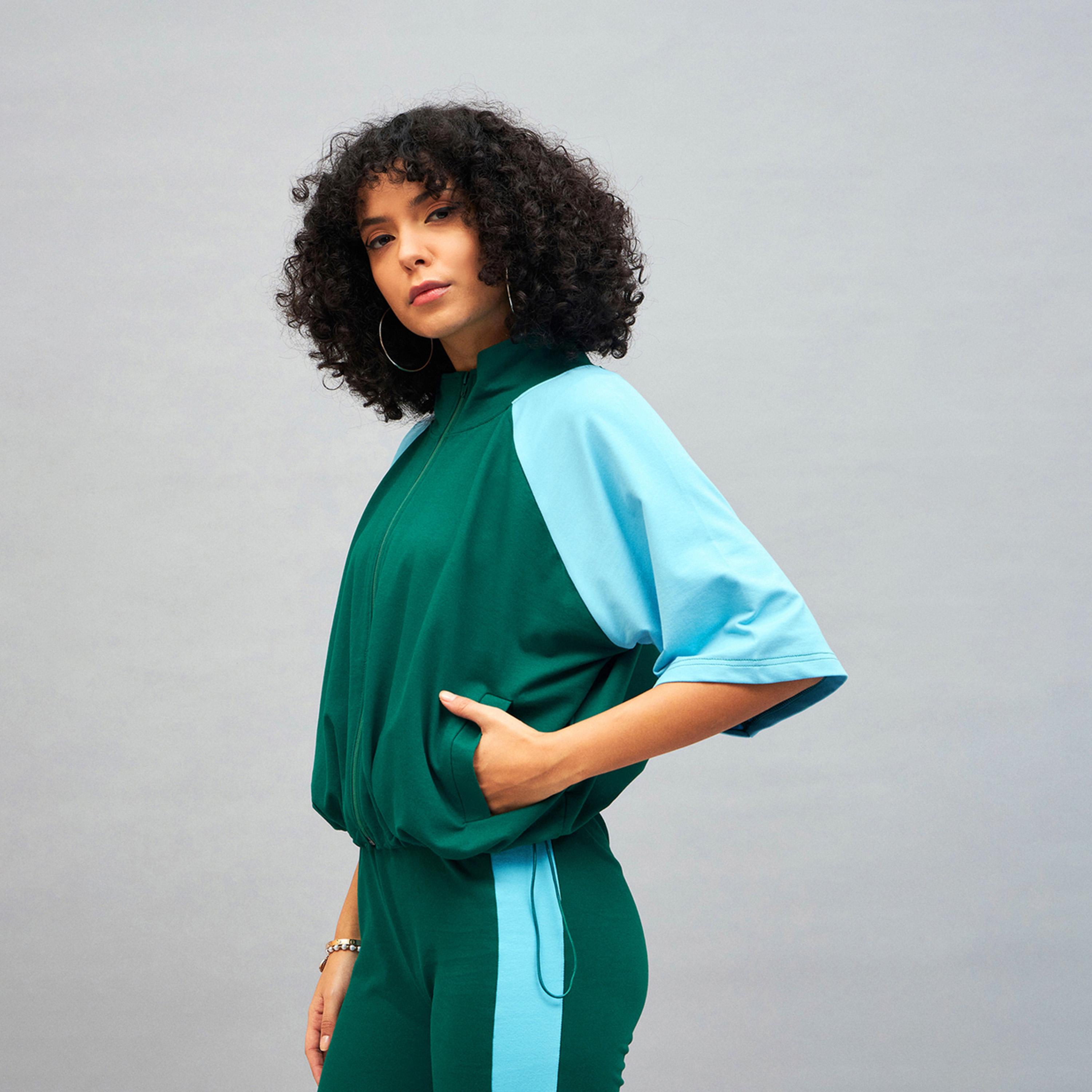 Sassafras X Styli Color Block High Neck Jacket With Toggle Detail-women-winterwear-coatsandjackets-jackets-image-3