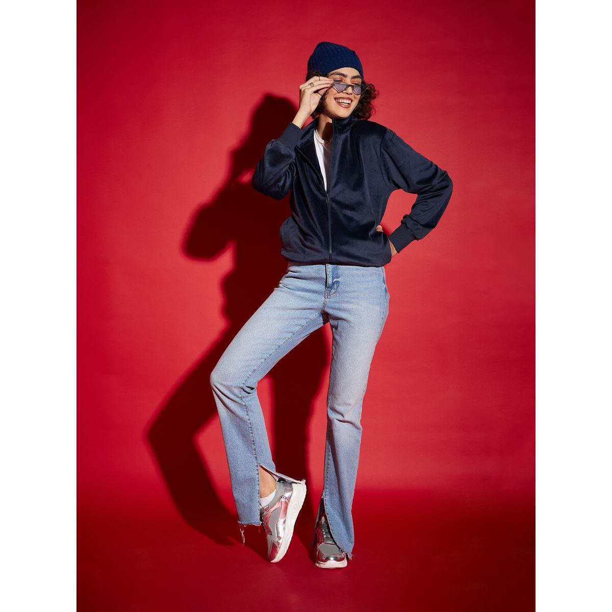 Sassafras X Styli  Velour Zipper Front Jacket with Slip Pocket-women-winterwear-coatsandjackets-jackets-image-6