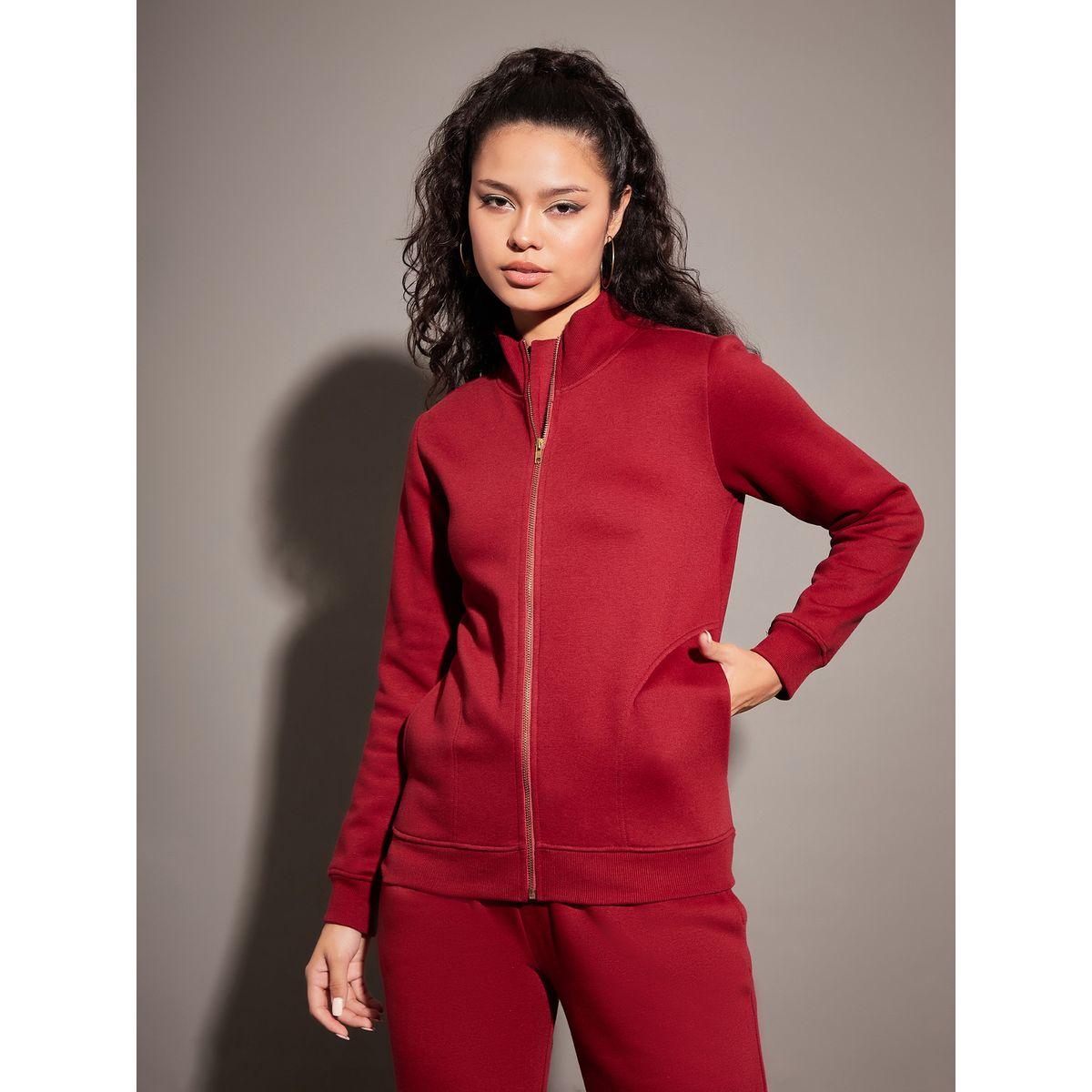Sassafras X Styli  High Neck Fleece Zipper Jacket-women-winterwear-coatsandjackets-jackets-image-1