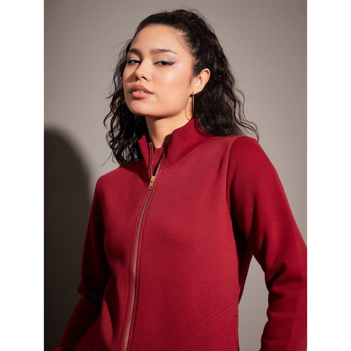 Sassafras X Styli  High Neck Fleece Zipper Jacket-women-winterwear-coatsandjackets-jackets-image-4