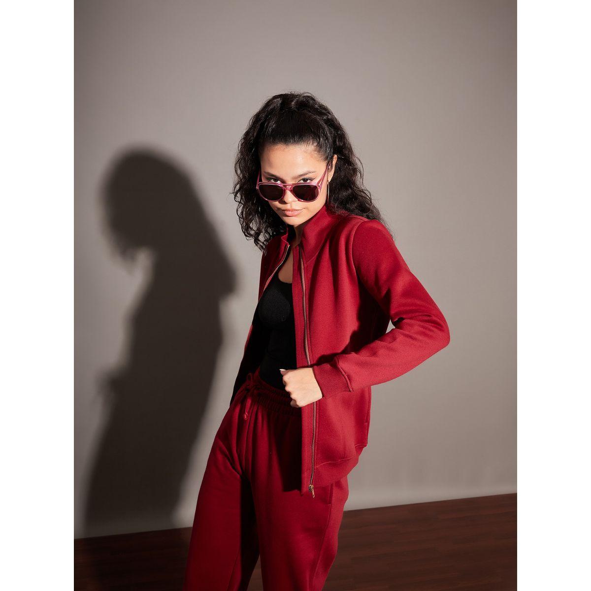 Sassafras X Styli  High Neck Fleece Zipper Jacket-women-winterwear-coatsandjackets-jackets-image-6