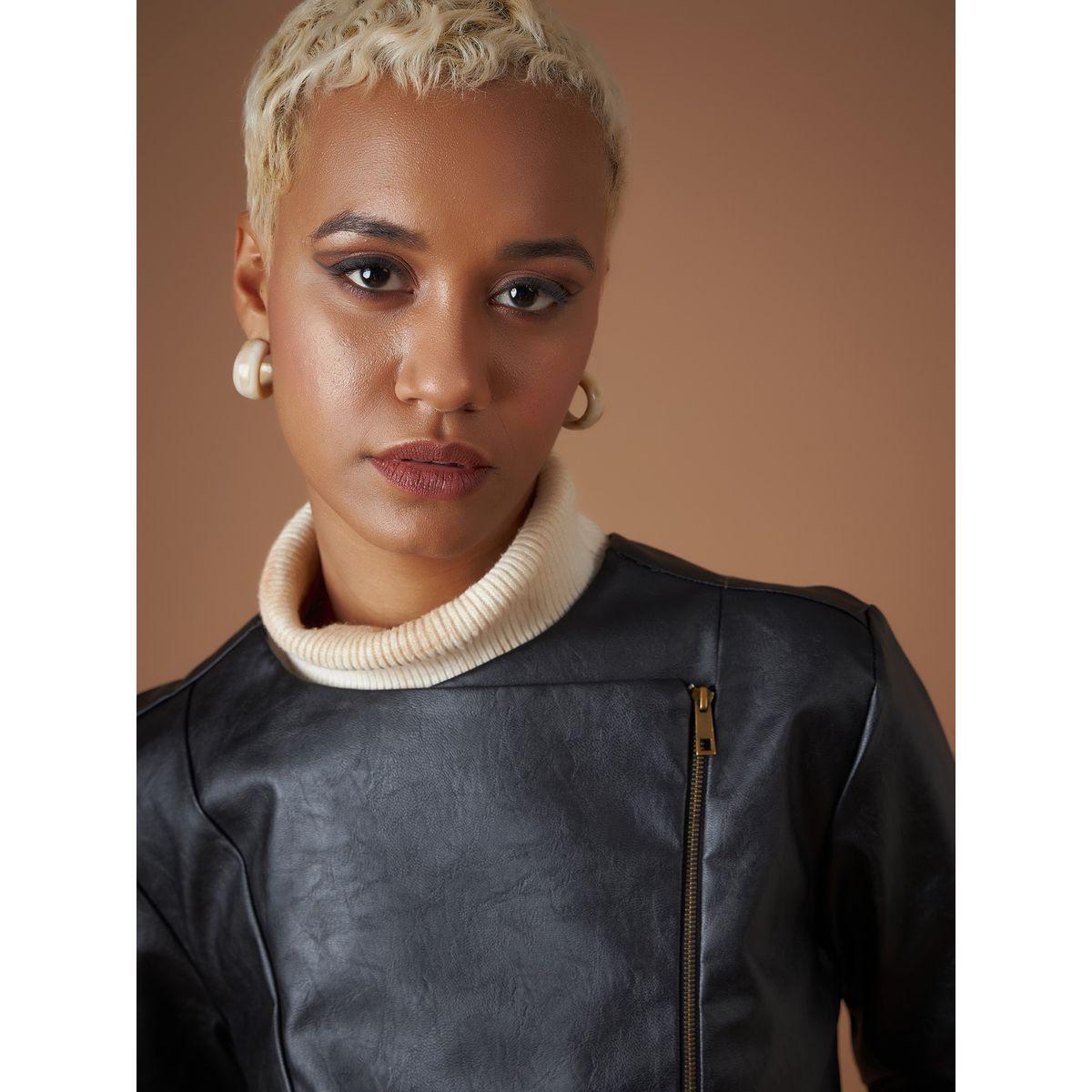 جاكيت بايكر بمظهر الجلد ونمط لف ساسافراس × ستايلي-women-winterwear-coatsandjackets-jackets-image-4