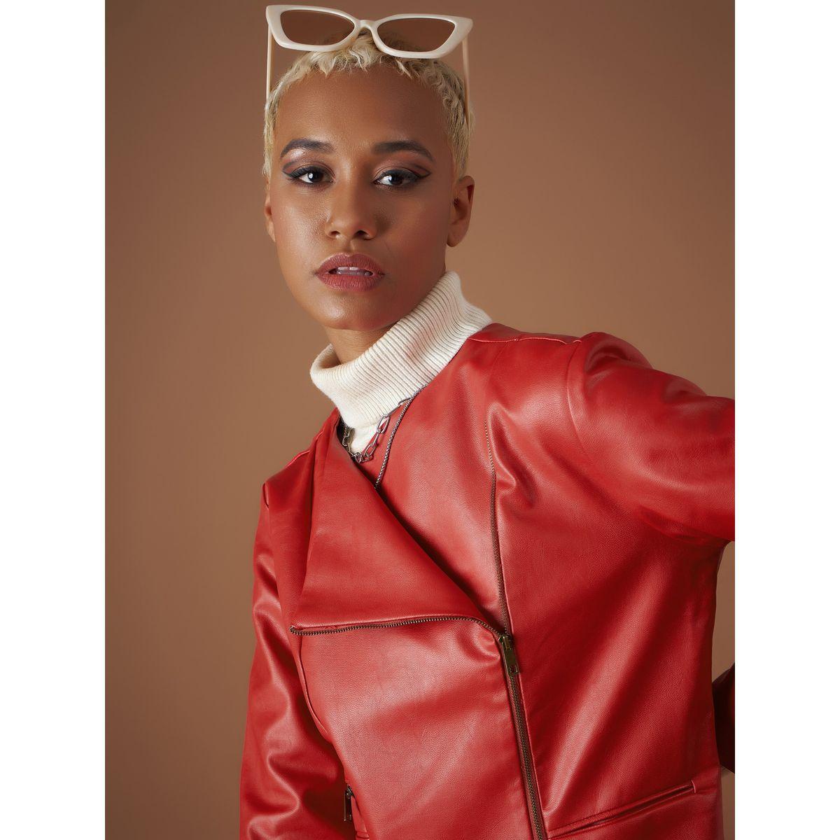 Sassafras X Styli  Leather Look Wrap Front Biker Jacket-women-winterwear-coatsandjackets-jackets-image-4