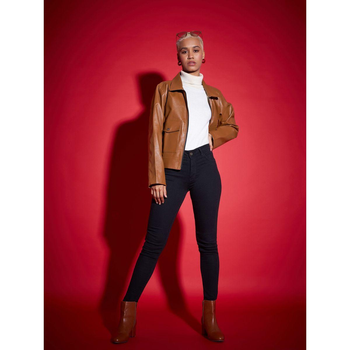 Sassafras X Styli  Leather Look Front Pocket Jacket-women-winterwear-coatsandjackets-jackets-image-6