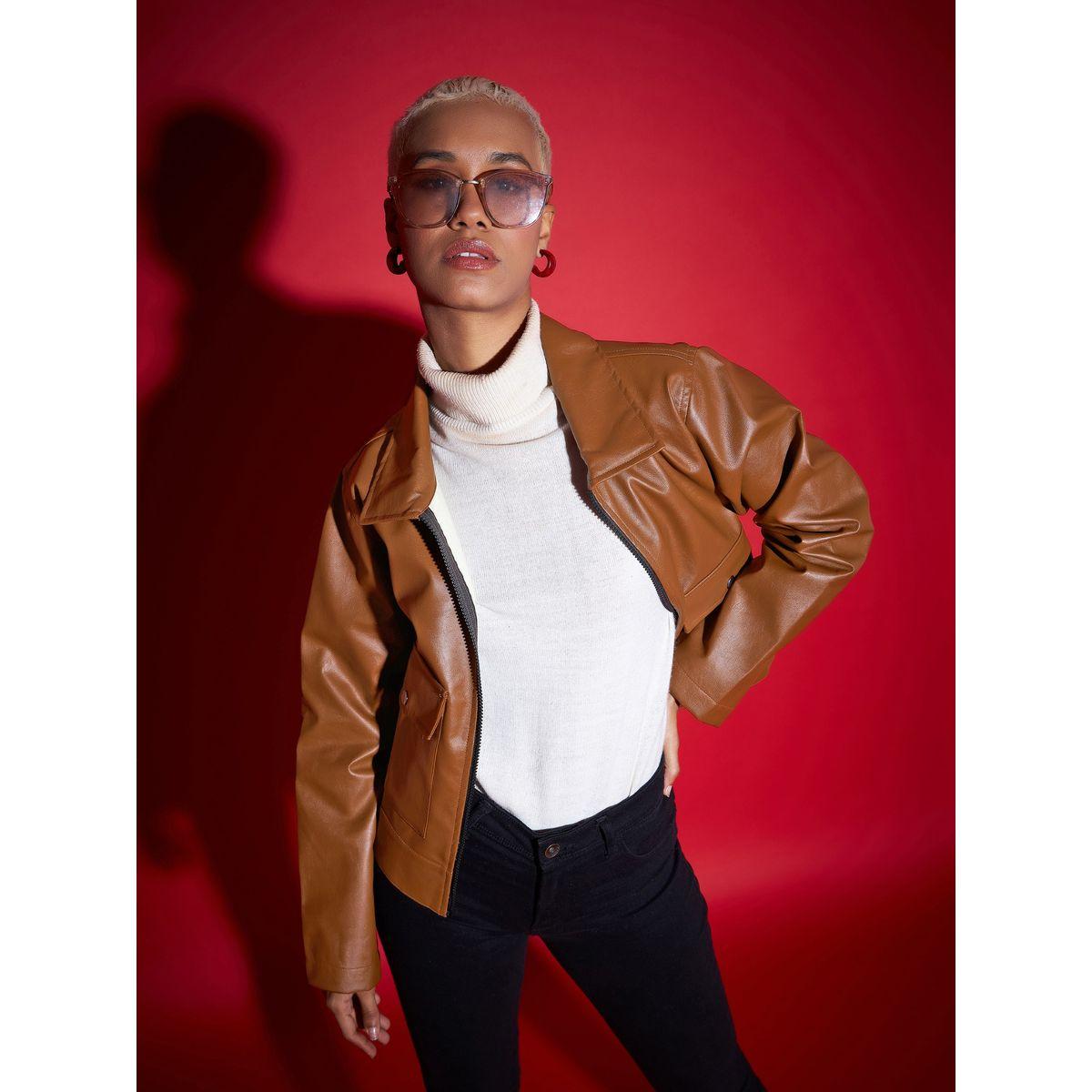 Sassafras X Styli  Leather Look Front Pocket Jacket-women-winterwear-coatsandjackets-jackets-image-7