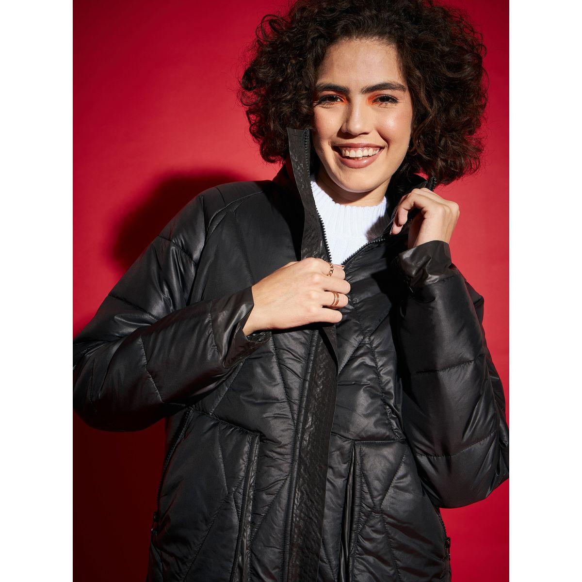 جاكيت منفوخ بياقة عالية وتفاصيل بارزة الملمس ساسافراس × ستايلي-women-winterwear-coatsandjackets-jackets-image-4