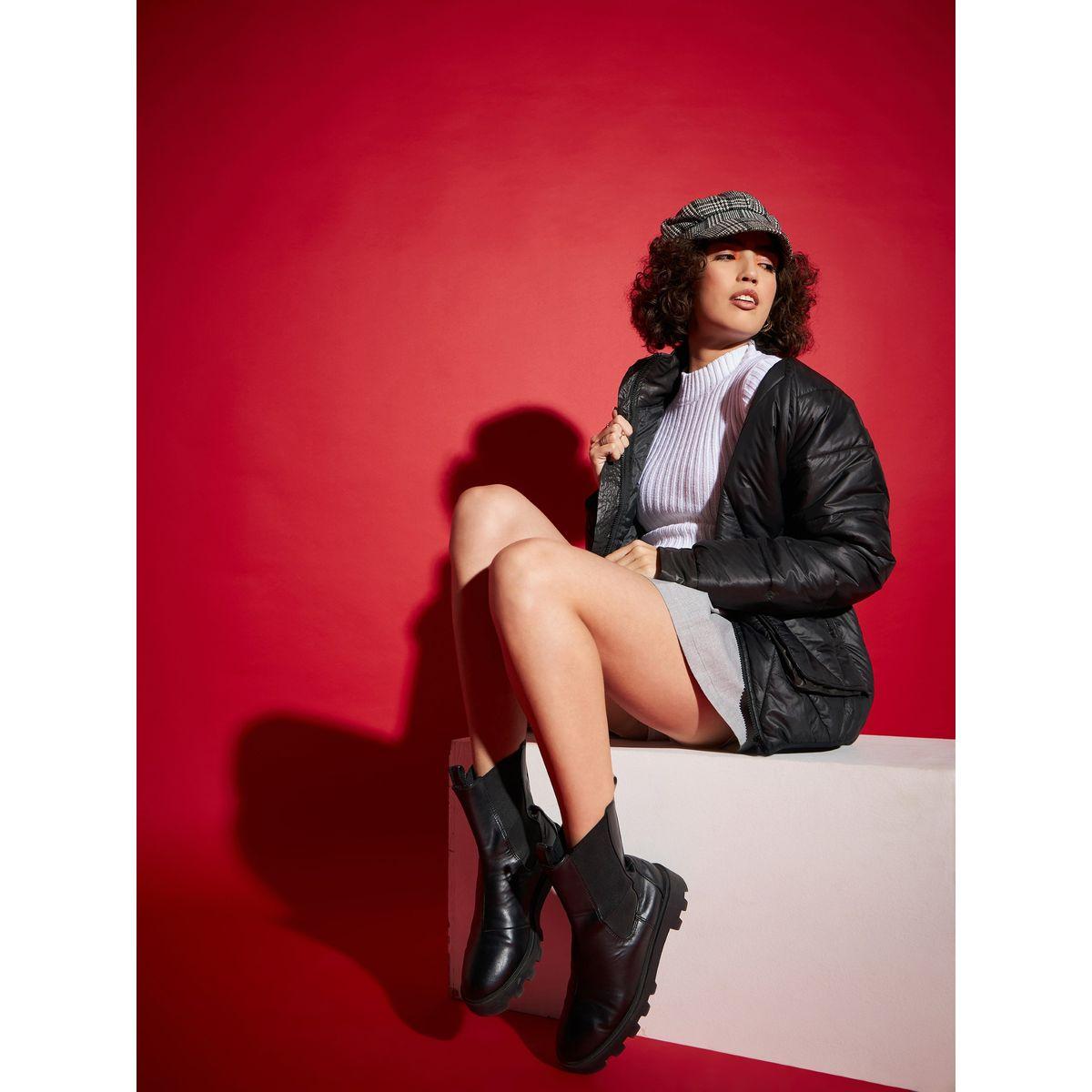 جاكيت منفوخ بياقة عالية وتفاصيل بارزة الملمس ساسافراس × ستايلي-women-winterwear-coatsandjackets-jackets-image-6