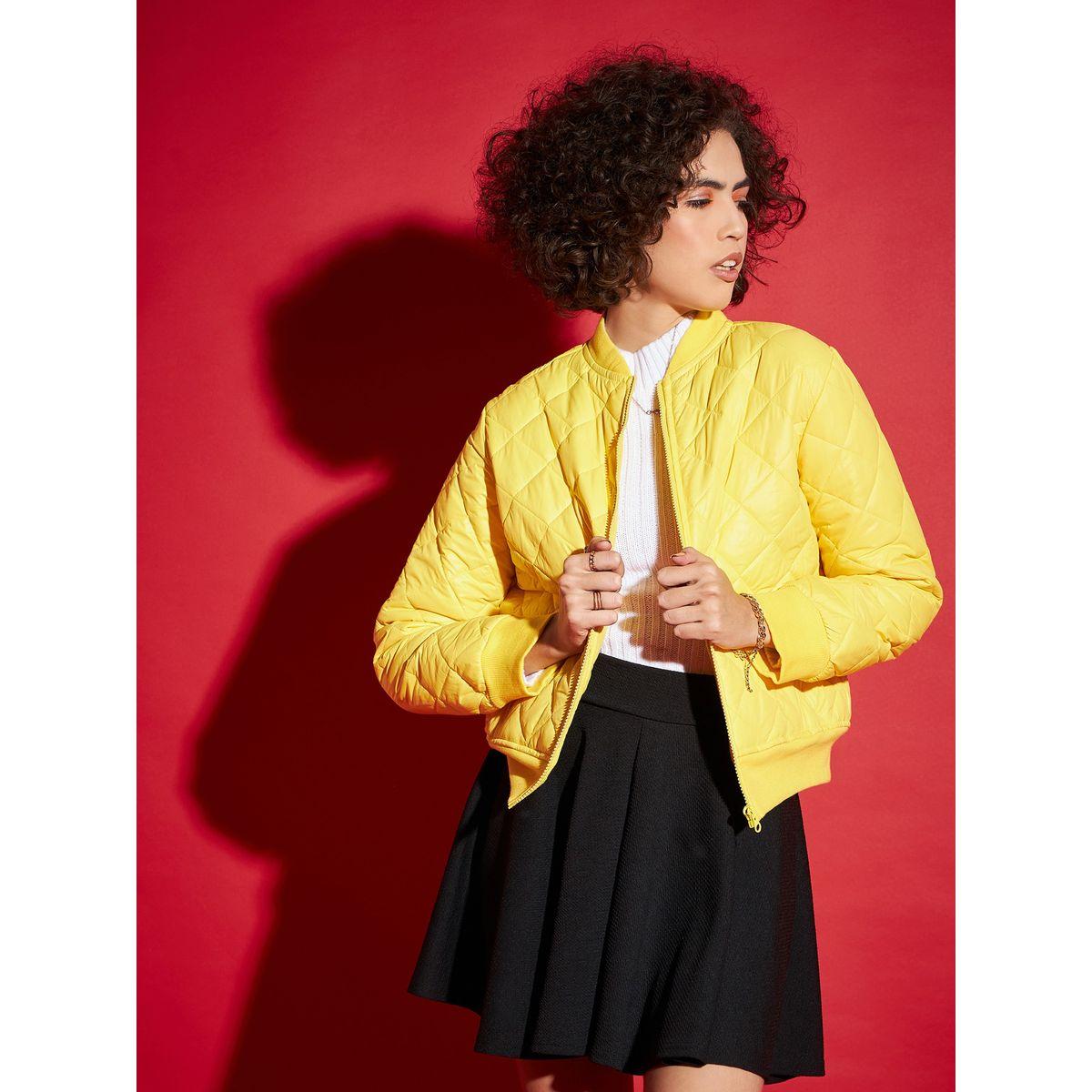 Sassafras X Styli  Diamond Quilted Collared Bomber Jacket-women-winterwear-coatsandjackets-jackets-image-2