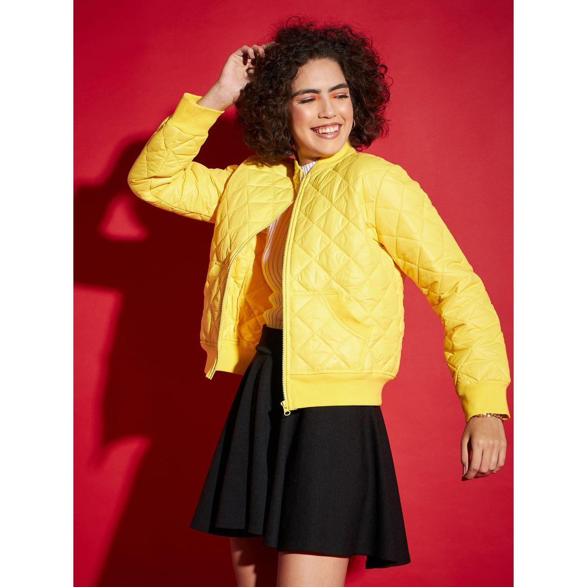 جاكيت بومبر بنمط الماس مع ياقة ساسافراس × ستايلي-women-winterwear-coatsandjackets-jackets-image-3