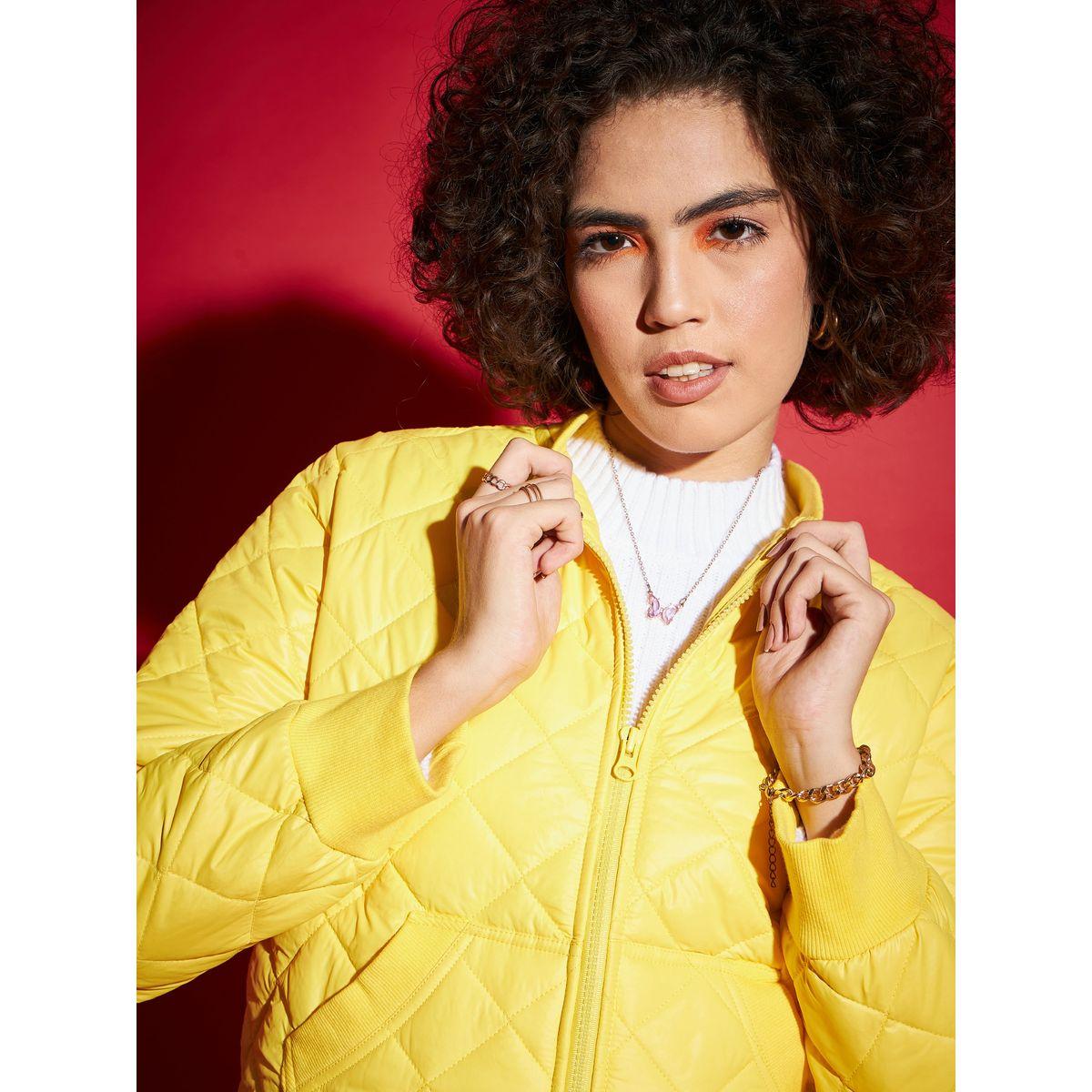 Sassafras X Styli  Diamond Quilted Collared Bomber Jacket-women-winterwear-coatsandjackets-jackets-image-4