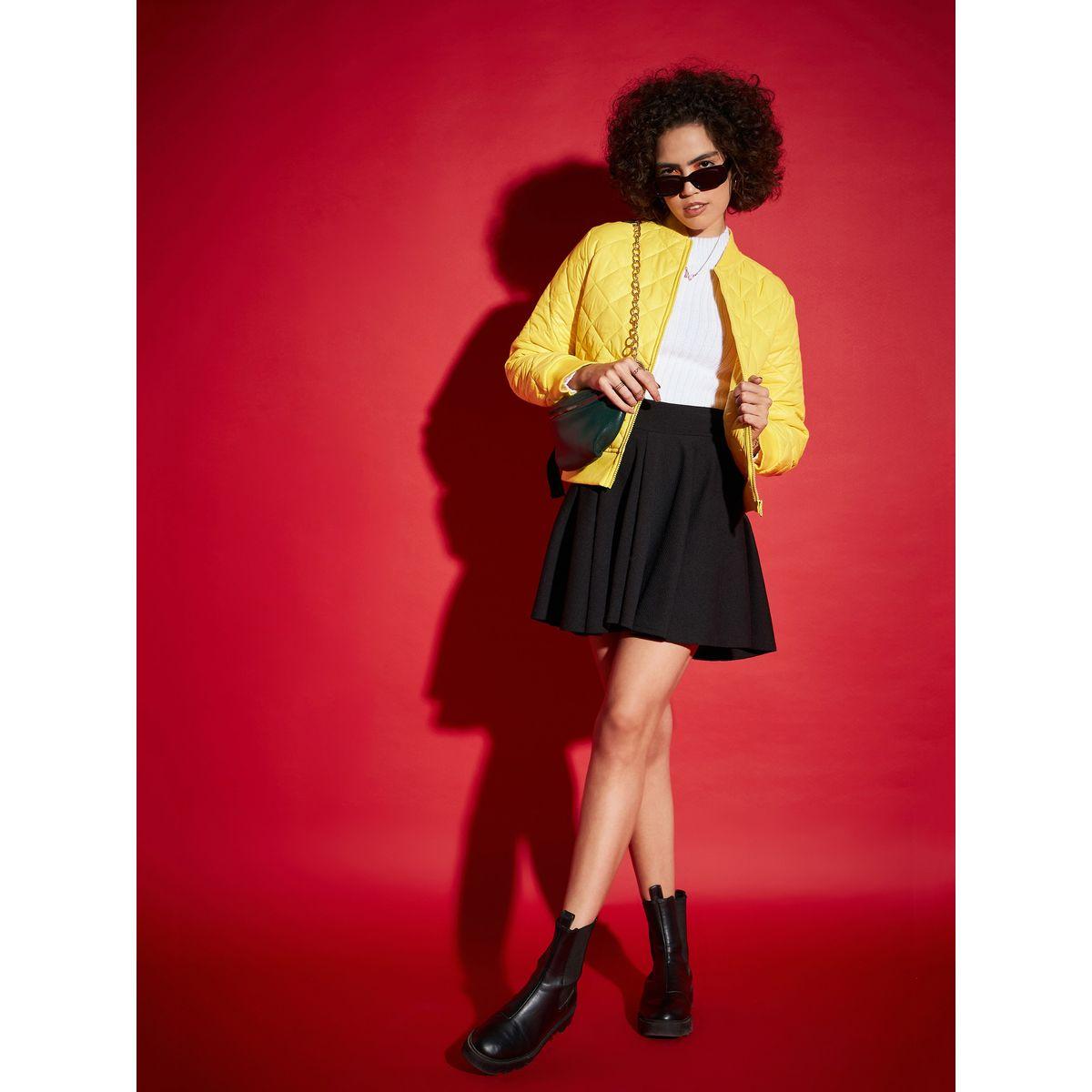 Sassafras X Styli  Diamond Quilted Collared Bomber Jacket-women-winterwear-coatsandjackets-jackets-image-6