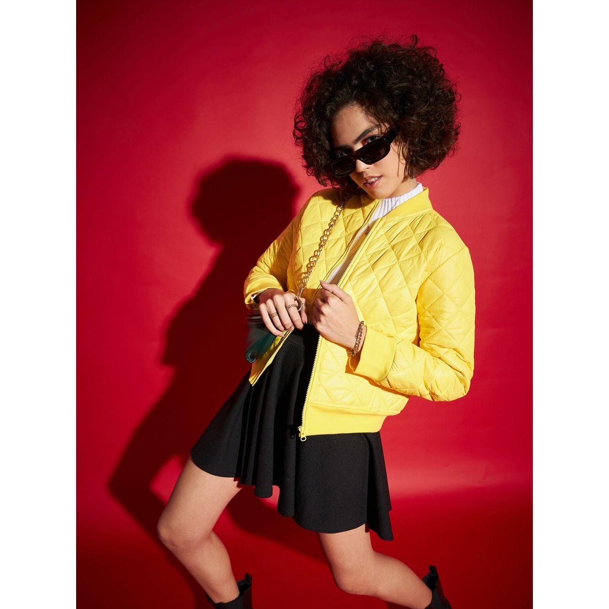 Sassafras X Styli  Diamond Quilted Collared Bomber Jacket-women-winterwear-coatsandjackets-jackets-image-7