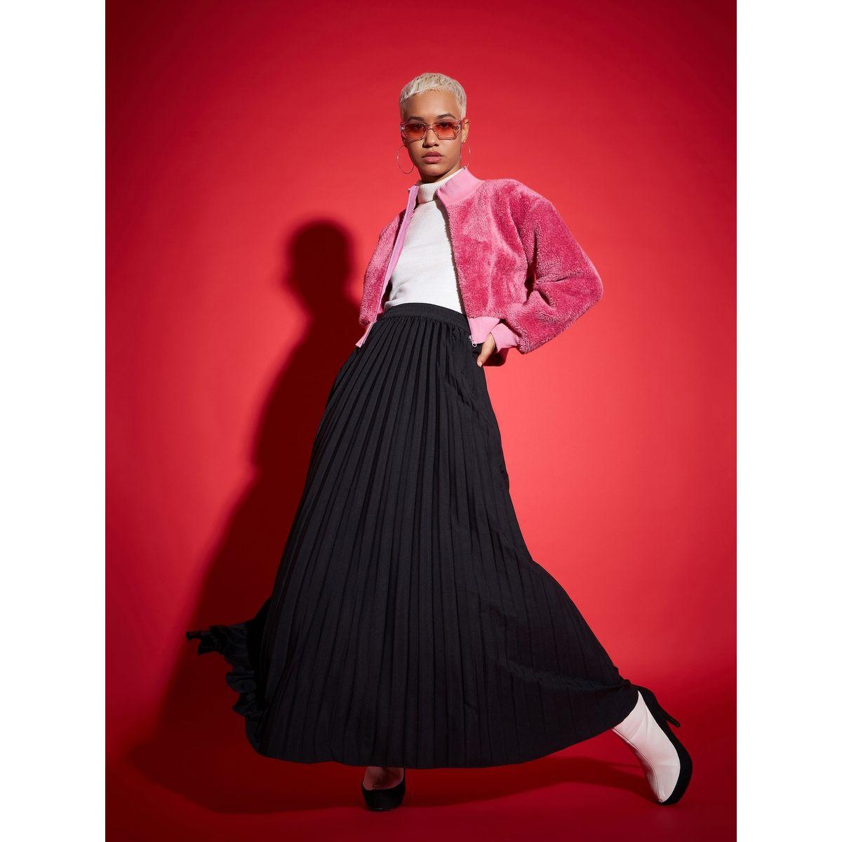 جاكيت بومبر قصير بياقة عالية وفرو صناعي ساسافراس × ستايلي-women-winterwear-coatsandjackets-jackets-image-2