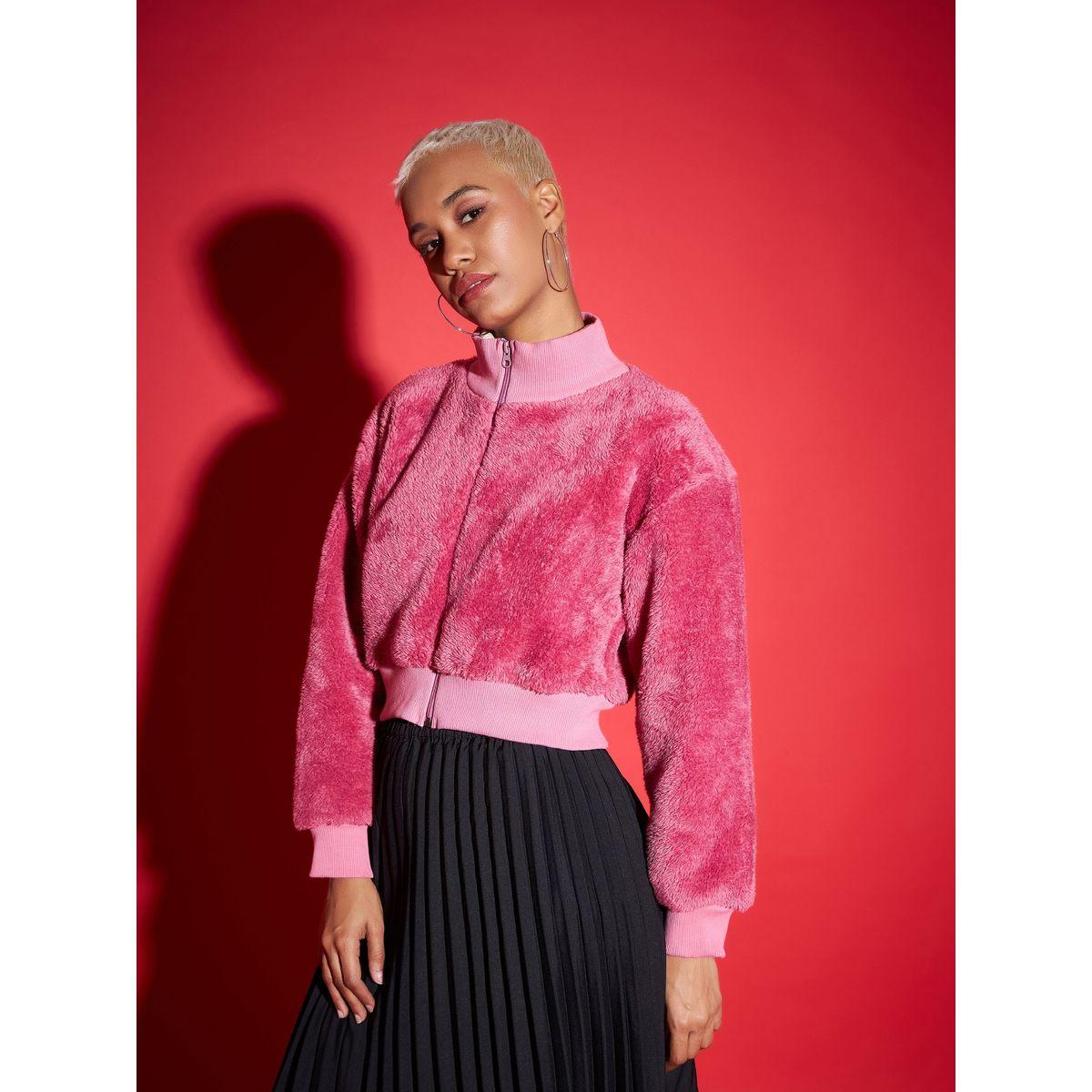 Sassafras X Styli  Faux Fur High Neck Crop Bomber Jacket-women-winterwear-coatsandjackets-jackets-image-3