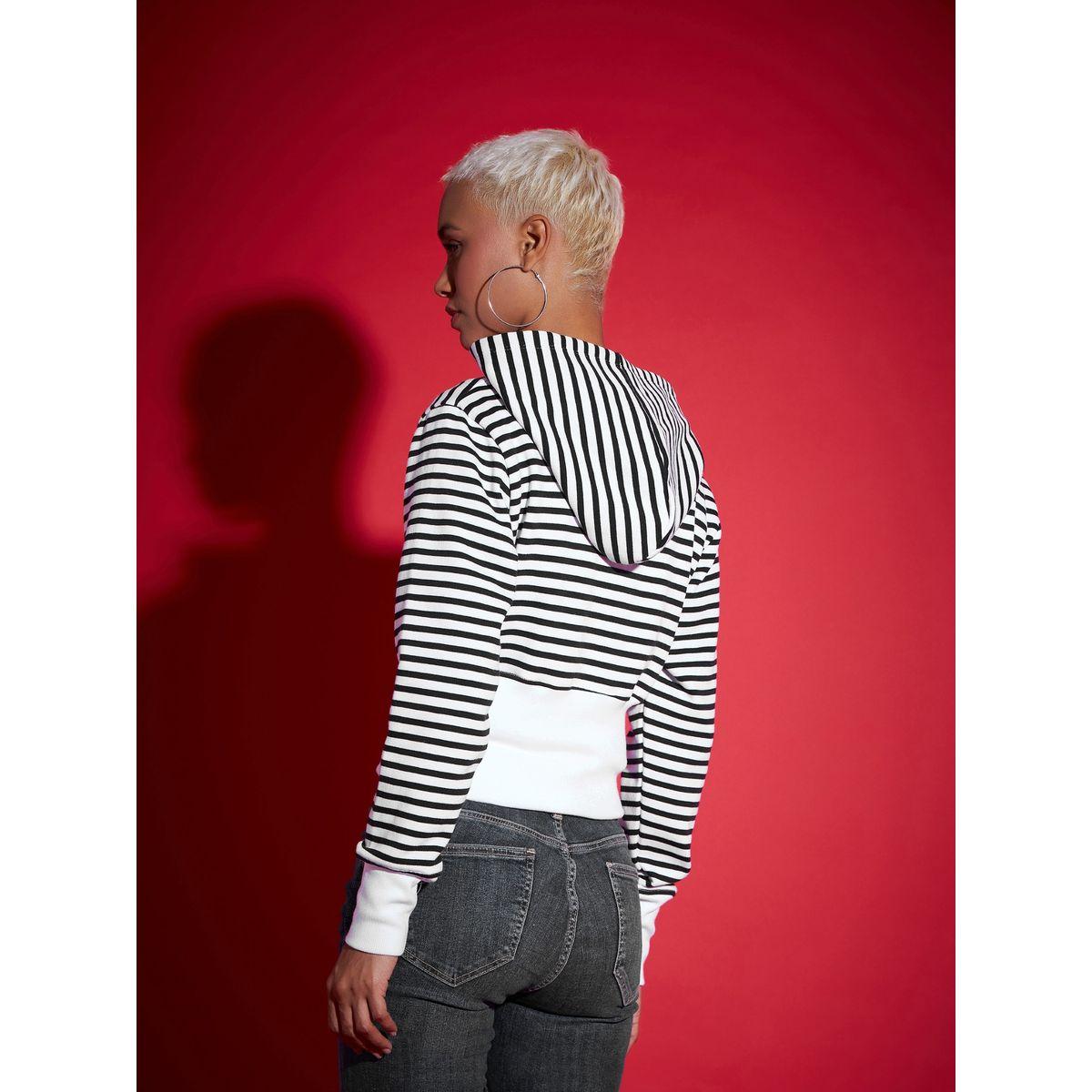 Sassafras X Styli  Striped Fleece Hooded Jacket with Contrast Hem-women-winterwear-coatsandjackets-jackets-image-5