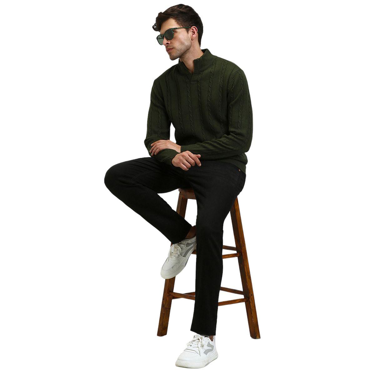 Dennis Lingo X Styli  Textured Cable Knit Mock Neck Sweater-men-clothing-sweatersandpullovers-image-1
