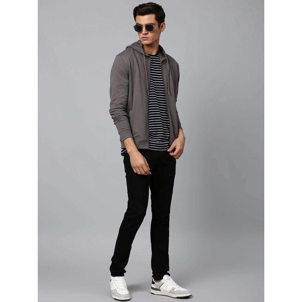 سويت شيرت سادة بقصة عادية وياقة هودي دينيس لينجو × ستايلي-men-winterwear-hoodiesandsweatshirts-image-1