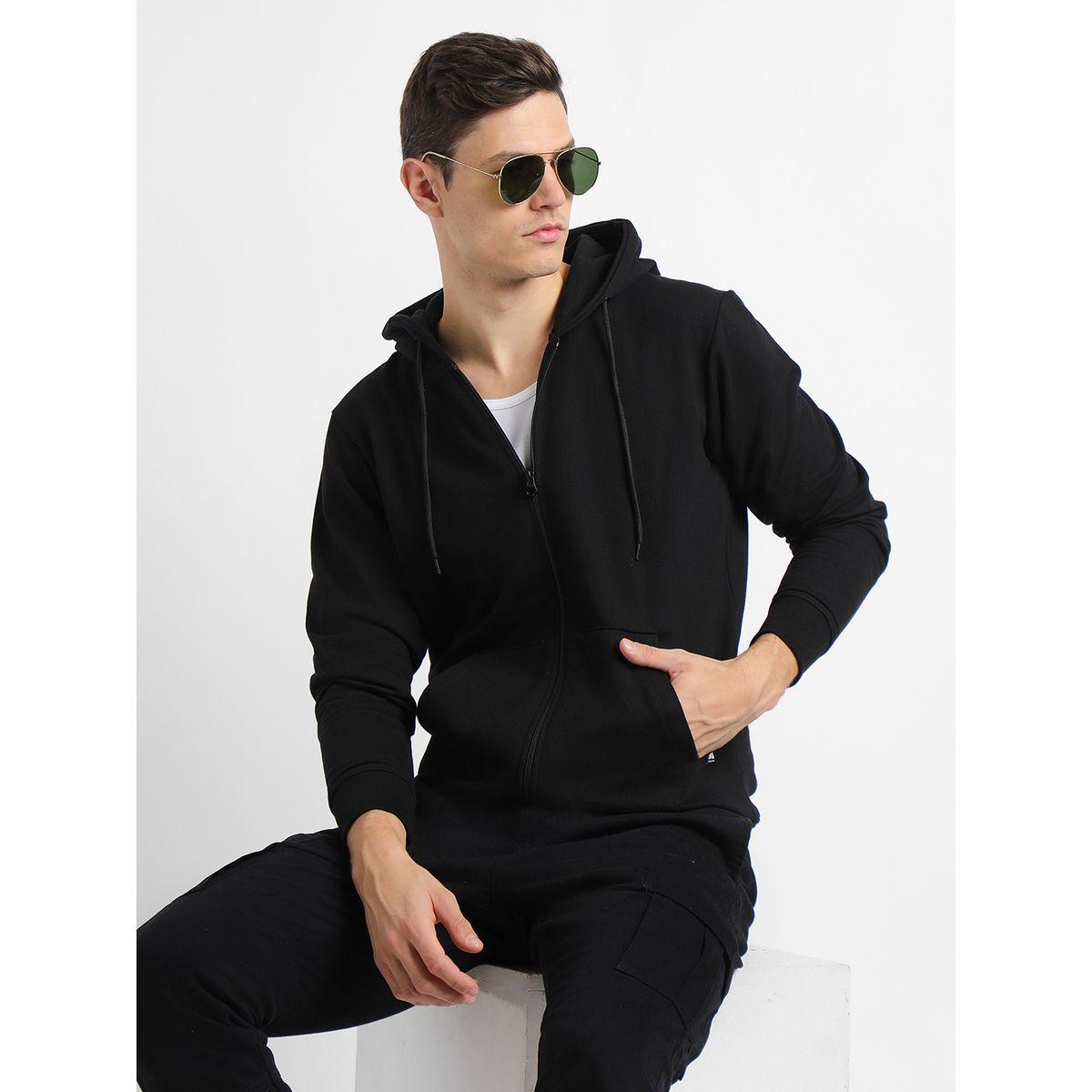 Dennis Lingo X Styli  Solid Hooded Sweatshirt with Zip Closure-men-winterwear-hoodiesandsweatshirts-image-2