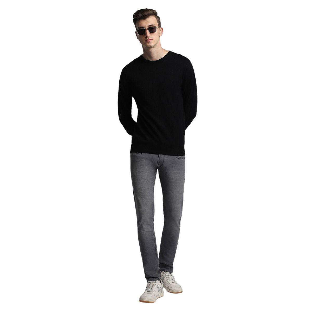 سويتر بياقة دائرية وقصة سليم فت دينيس لينجو × ستايلي-men-clothing-sweatersandpullovers-image-1