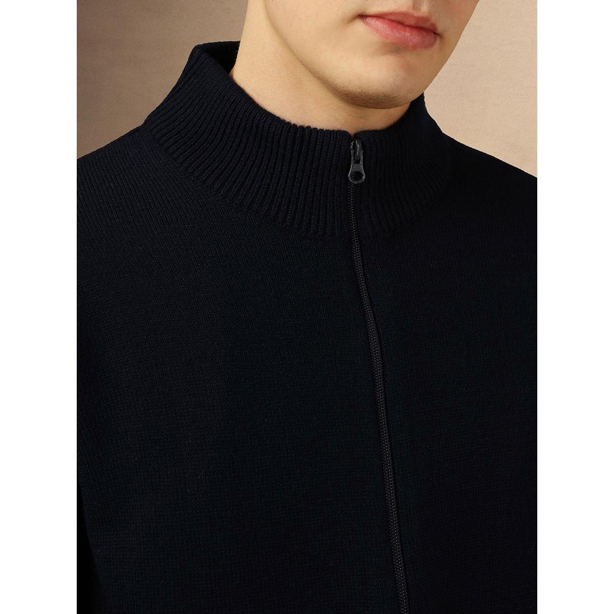 Dennis Lingo X Styli  Mock Neck Slim Fit Cardigan with Front Zip-men-clothing-sweatersandpullovers-image-2