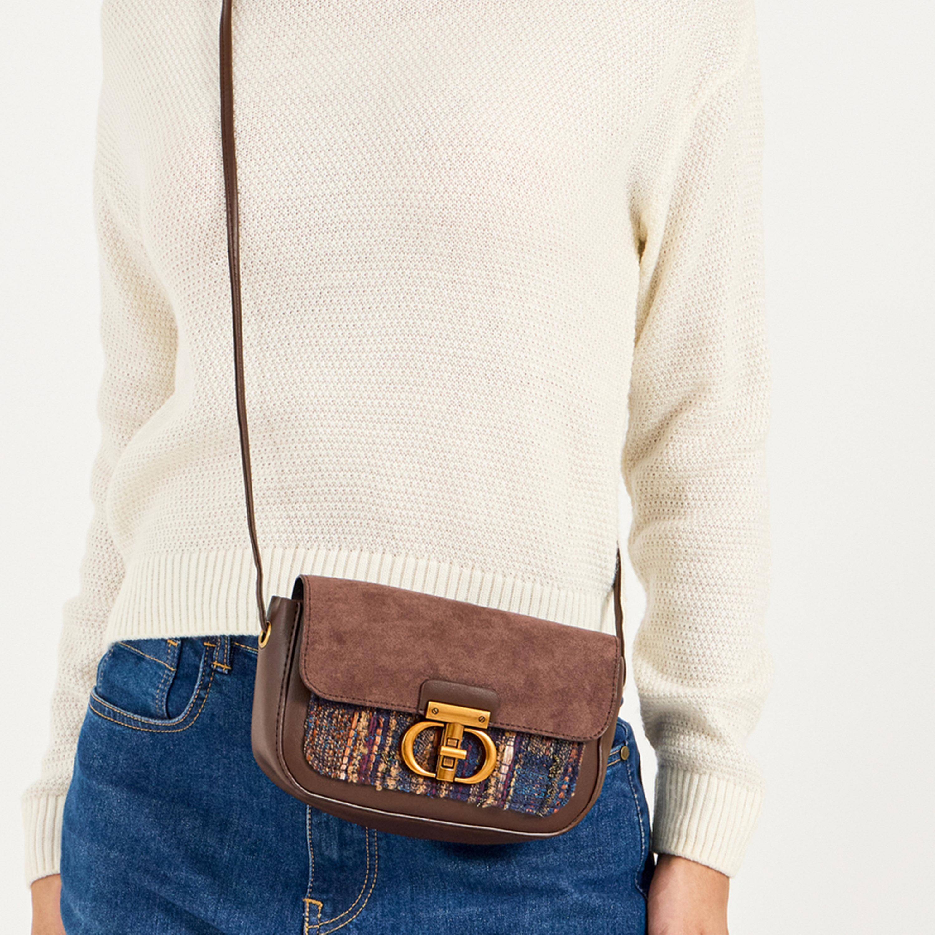Styli Textured Twist Lock Crossbody Bag-women-bagsandwallets-handbags-image-2