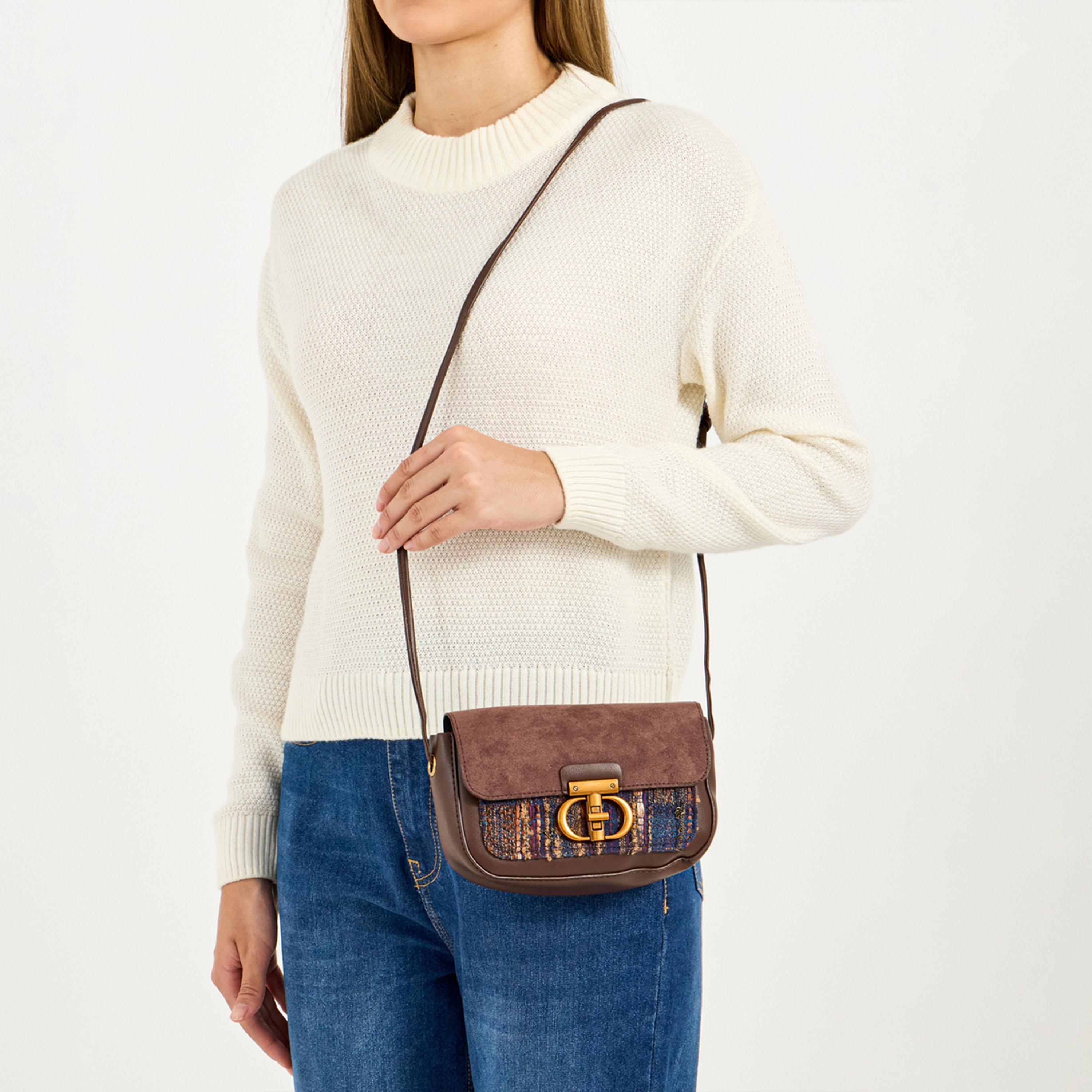 Styli Textured Twist Lock Crossbody Bag-women-bagsandwallets-handbags-image-3