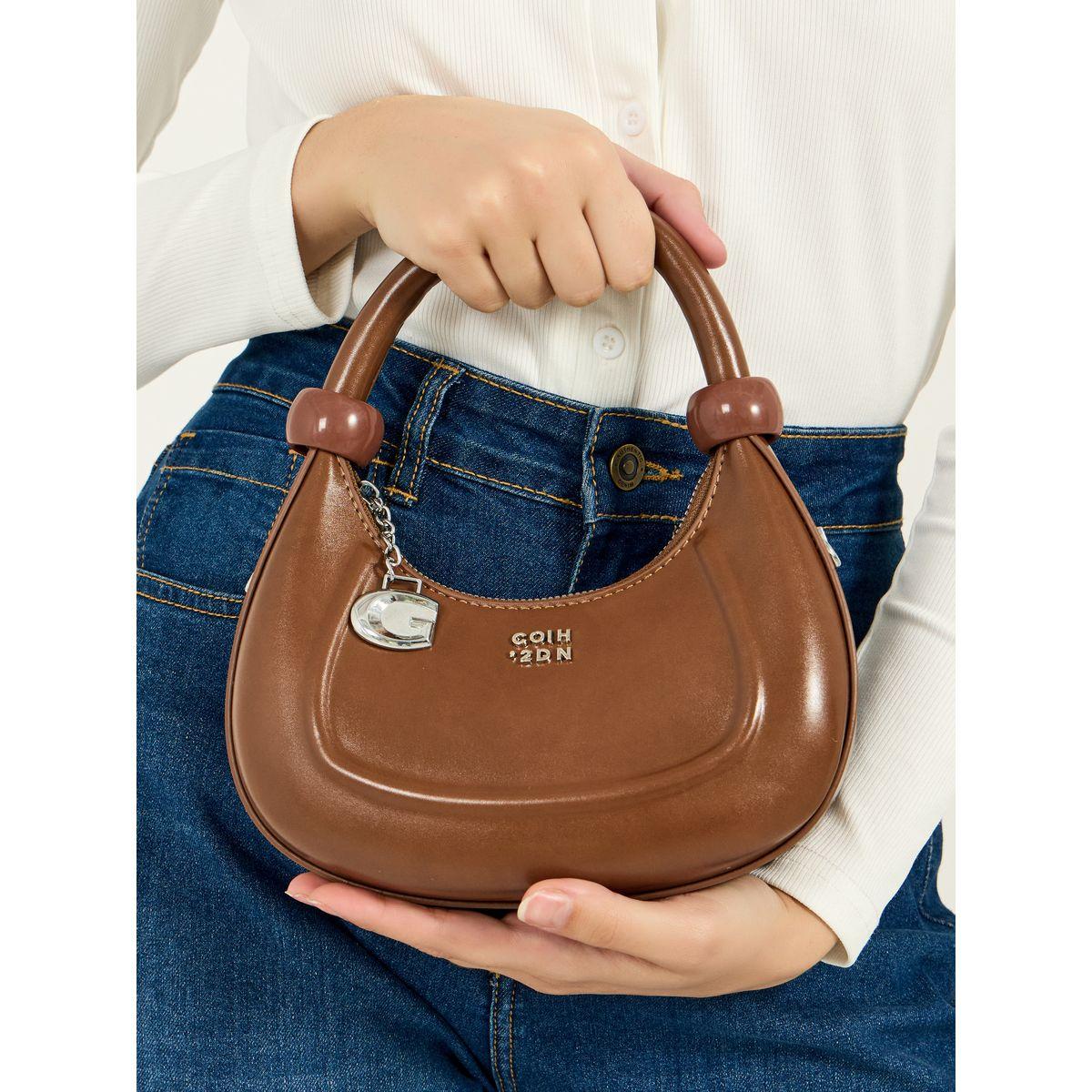 Styli Metal Badge Detail Handbag with Detachable Strap-women-bagsandwallets-handbags-image-2