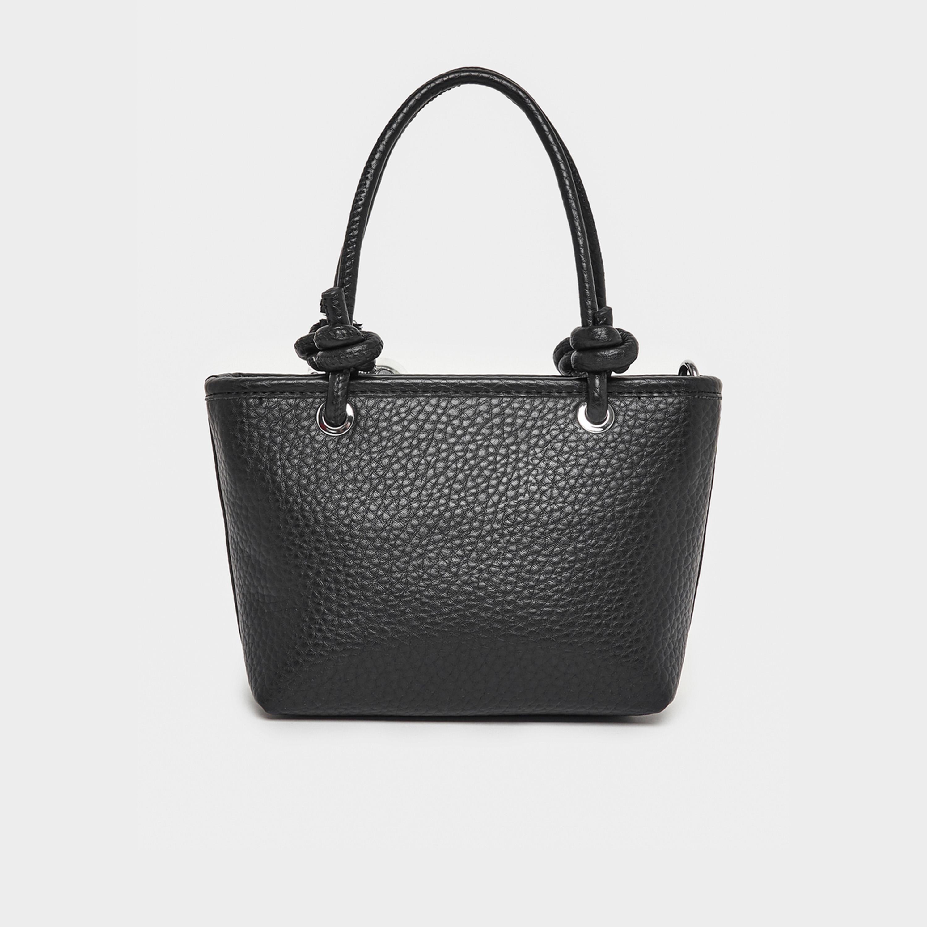 Styli Drop Chain Textured Tote Bag with Top Handle-women-bagsandwallets-handbags-image-4