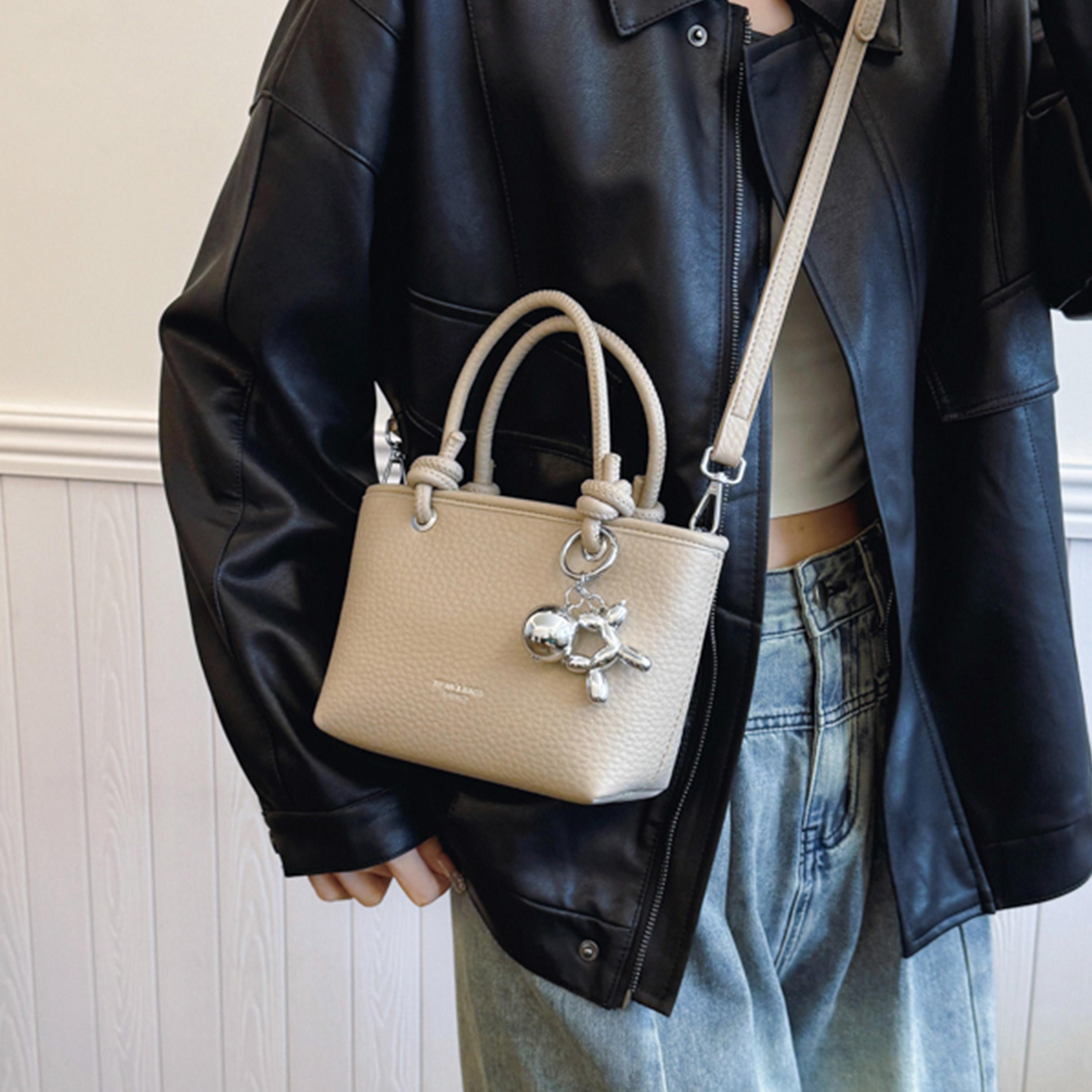Styli Drop Chain Textured Tote Bag with Top Handle-women-bagsandwallets-handbags-image-9