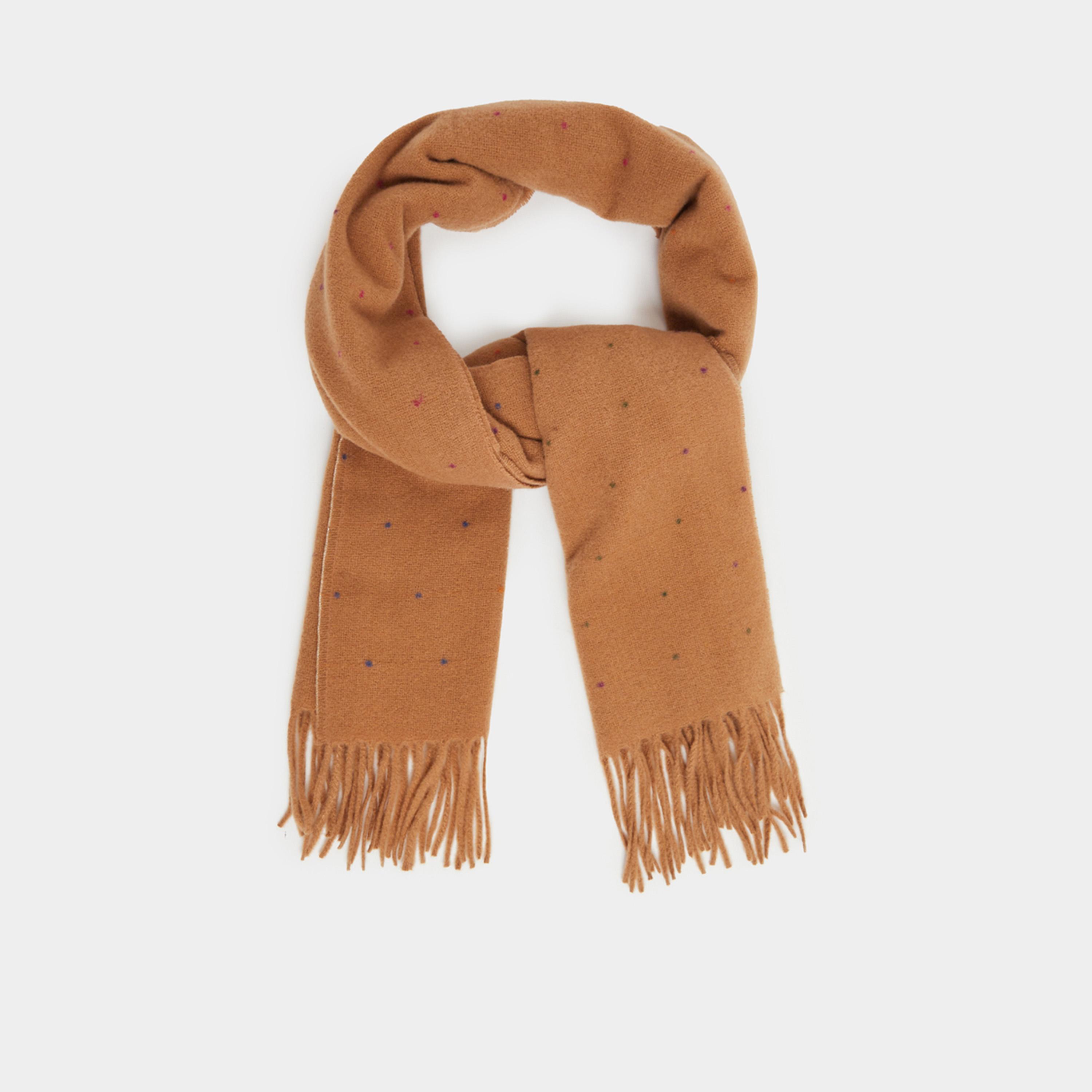 ستايلي - وشاح مطبوع بنقاط مع حافة مزينة بالشراشيب-women-winterwear-scarves-image-1