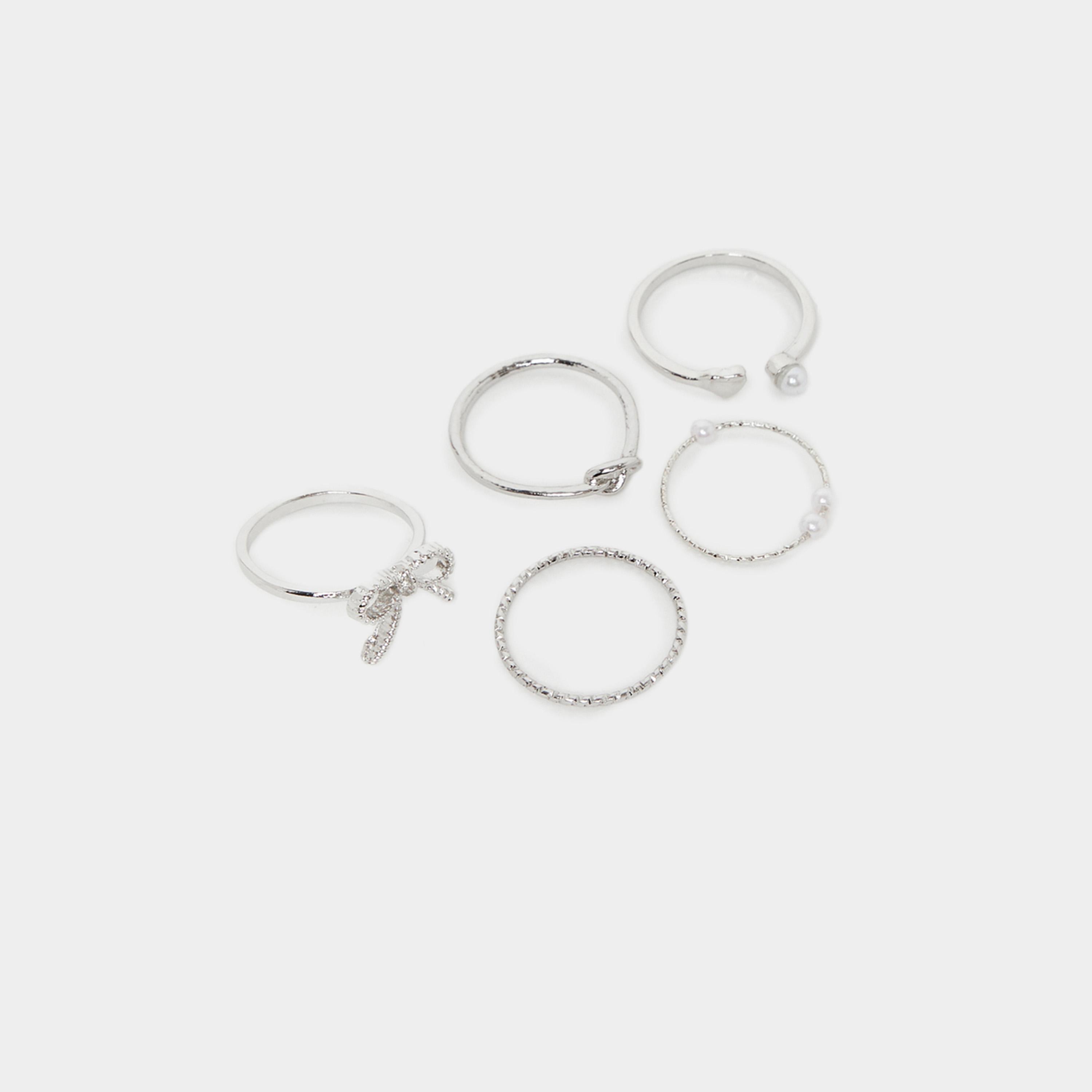ستايلي - مجموعة من 5 قطع - خواتم مزينة بشرائط-women-watchesandjewellery-jewellery-rings-image-2