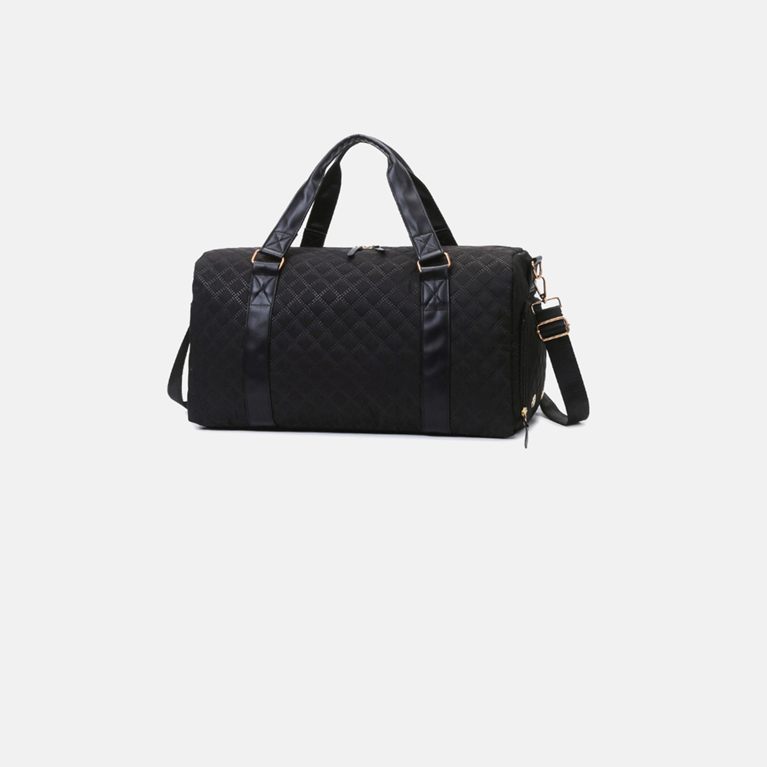 Styli Diamond Quilted Gym Bag with Leather Look Handles-women-bagsandwallets-handbags-image-1