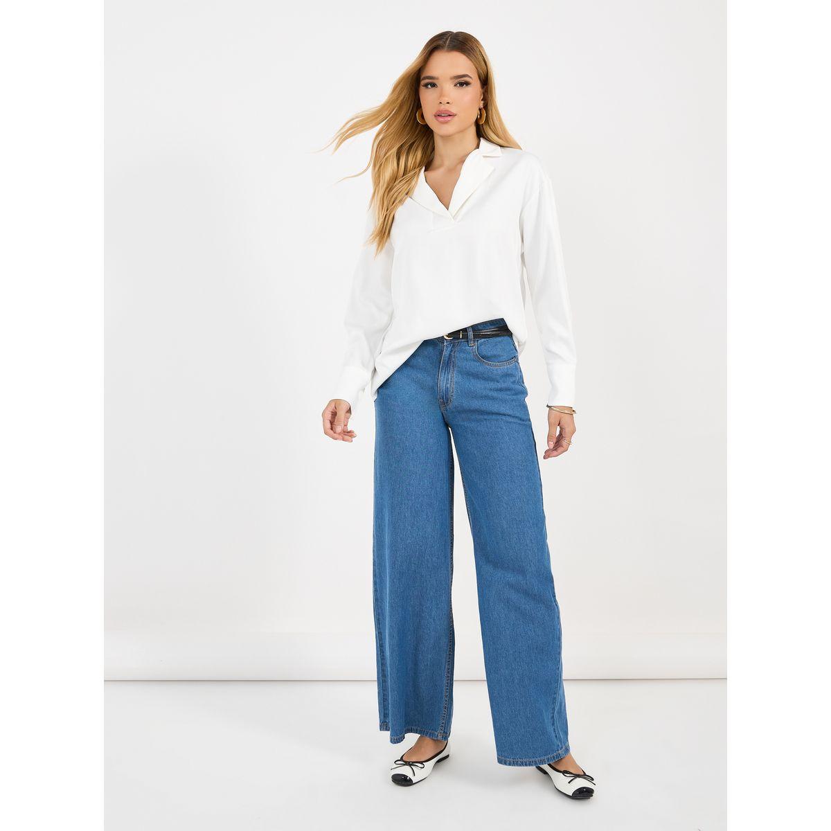 Styli Notch Lapel Collar Top with Long Sleeves-women-clothing-shirtsandblouses-blouses-image-4