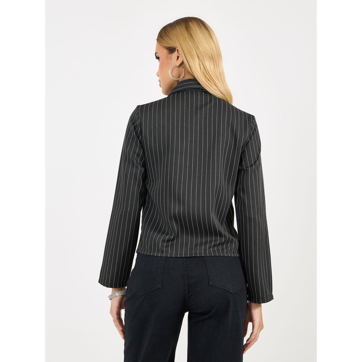 Styli Striped Front Zip Through Collared Shirt-women-clothing-shirtsandblouses-shirts-image-4