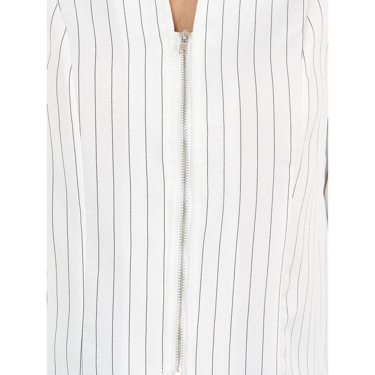 بلوزة مخططة بياقة وسحَّاب غلق-women-clothing-shirtsandblouses-shirts-image-3