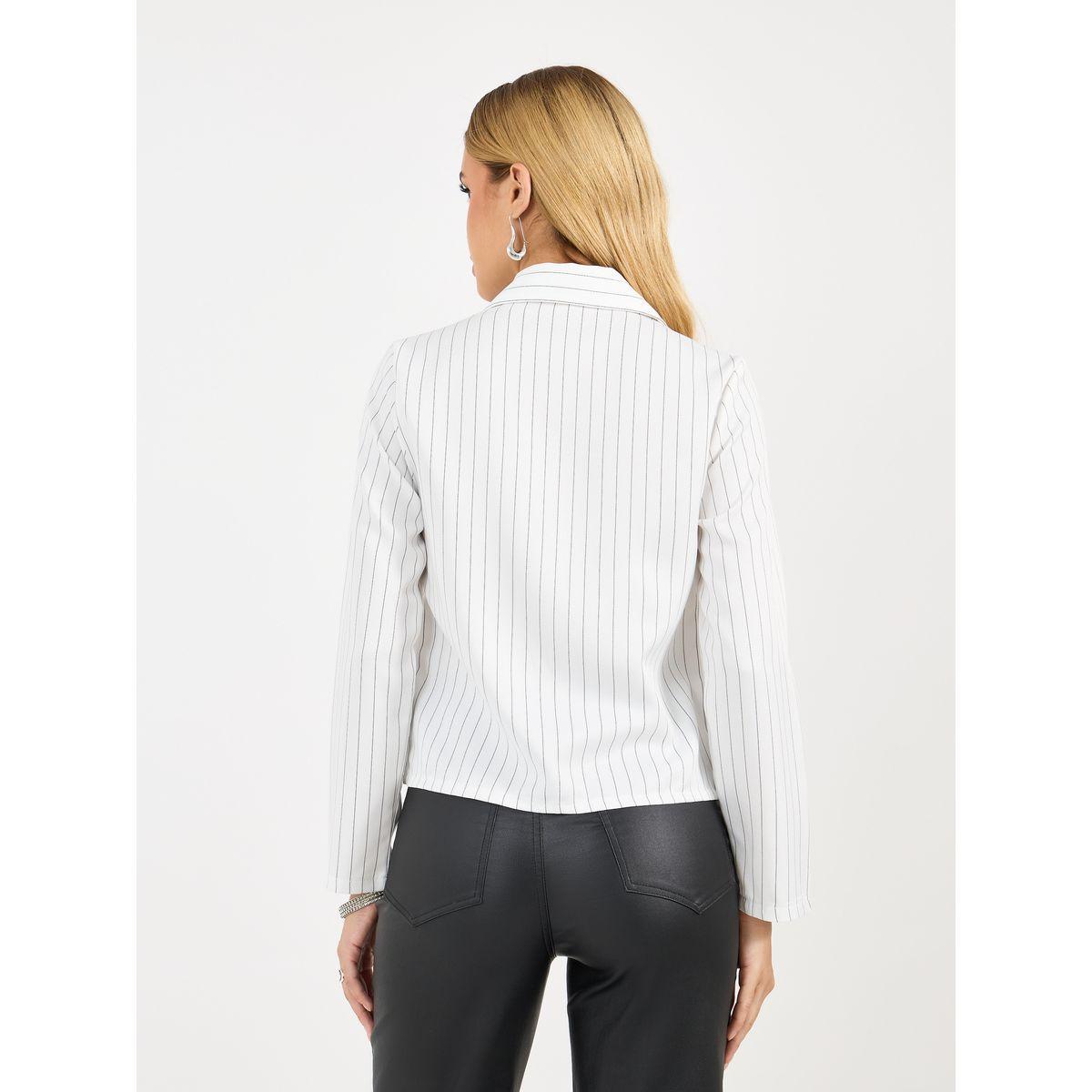 Styli Striped Front Zip Through Collared Shirt-women-clothing-shirtsandblouses-shirts-image-4