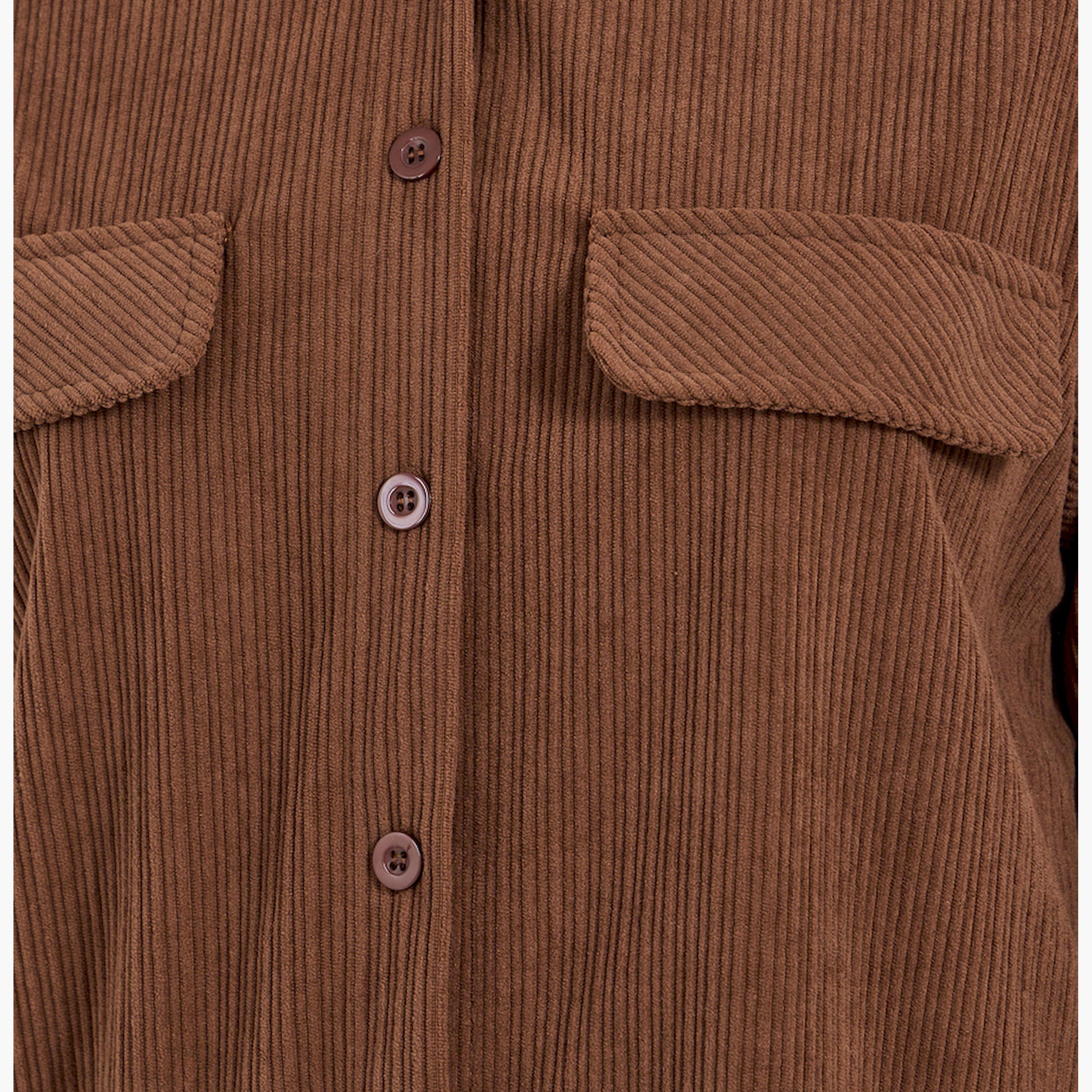 ستايلي - قميص بني كوردروي كبير الحجم بأكمام طويلة-women-clothing-shirtsandblouses-shirts-image-5