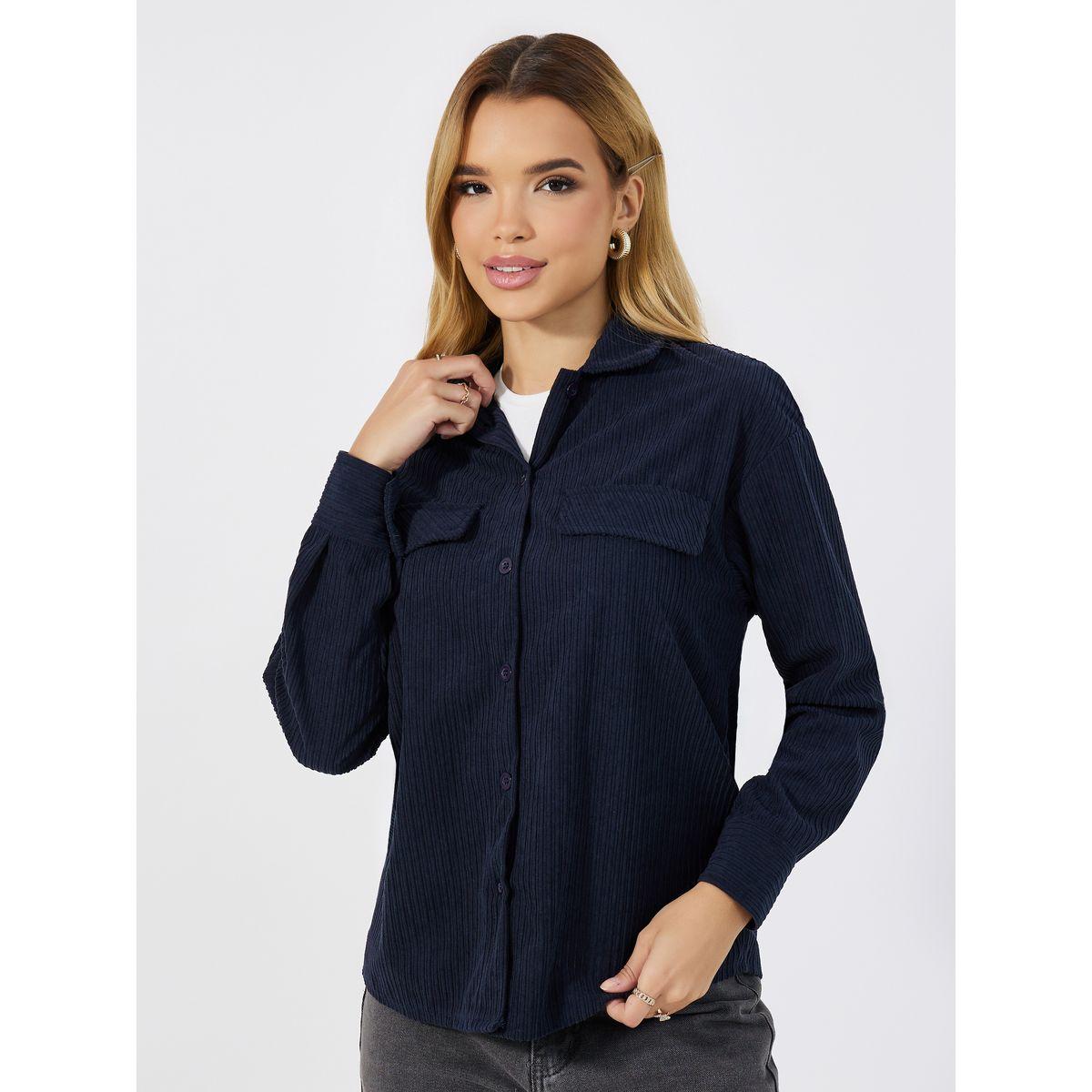 بلوزة كوردروي فضفاضة بجيب على الصدر-women-clothing-shirtsandblouses-shirts-image-3