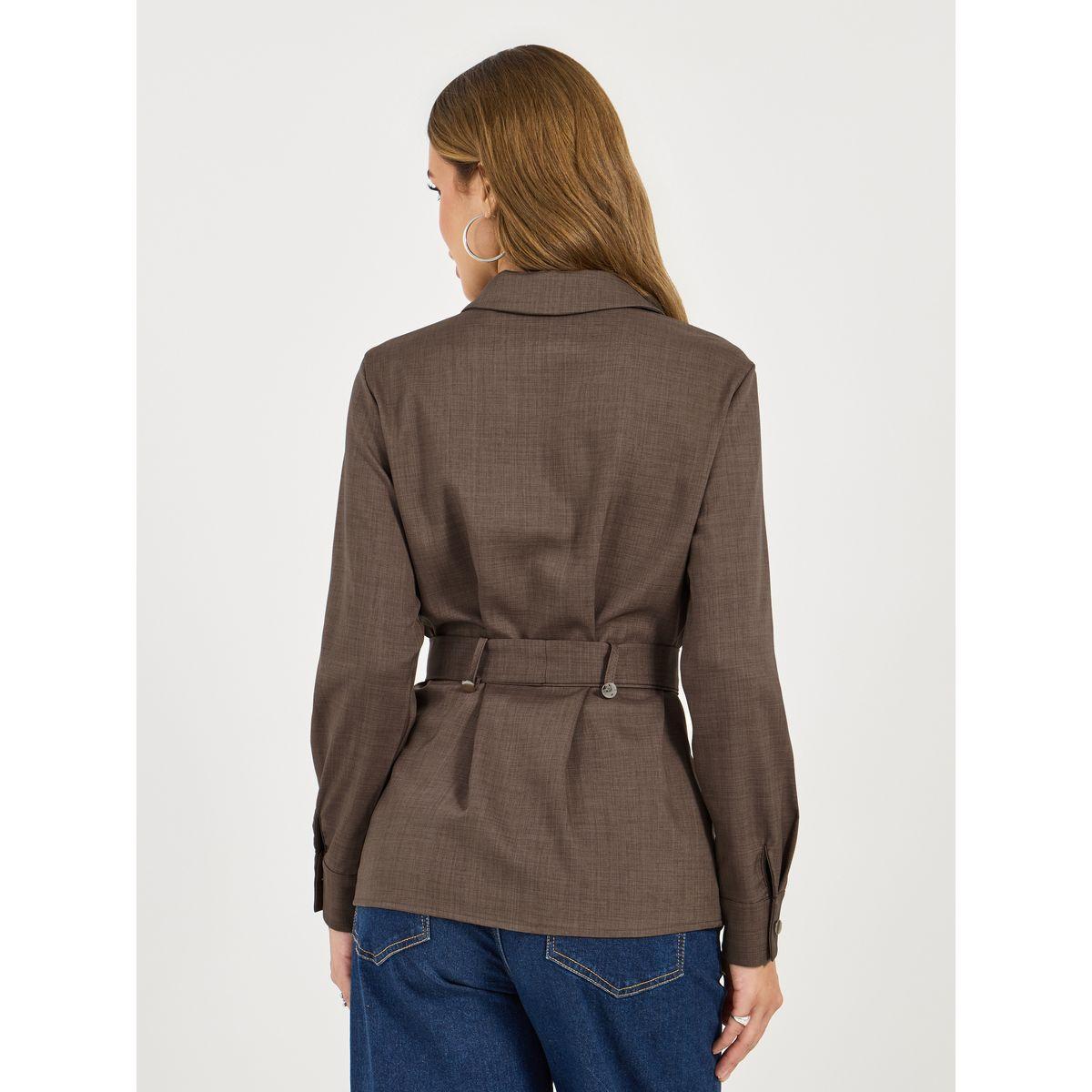 Styli Buttoned Collared Shirt with Tie Belt-women-clothing-shirtsandblouses-shirts-image-4