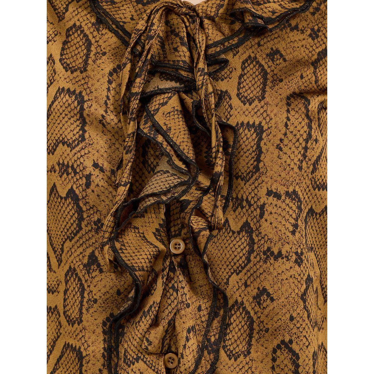 بلوزة بطبعة حيوان وأكمام واسعة مع ياقة بأربطة وكشكش-women-clothing-shirtsandblouses-blouses-image-3