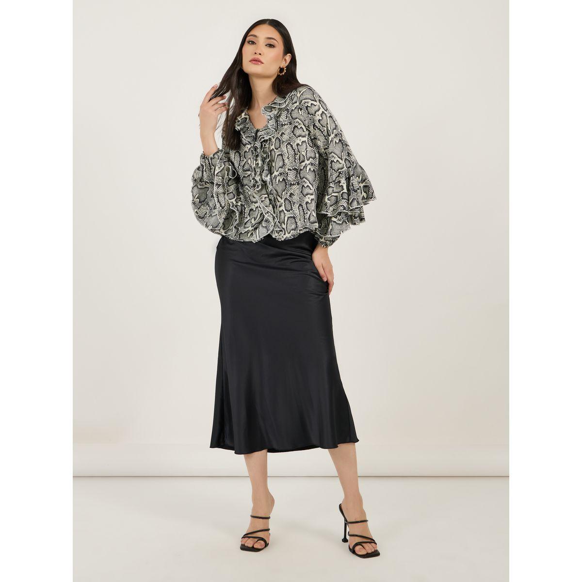 Styli Animal Print Flared Sleeves Top with Ruffle Details-women-clothing-shirtsandblouses-blouses-image-2