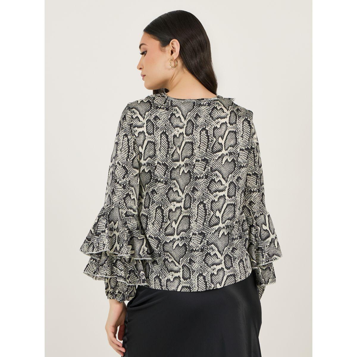 Styli Animal Print Flared Sleeves Top with Ruffle Details-women-clothing-shirtsandblouses-blouses-image-4