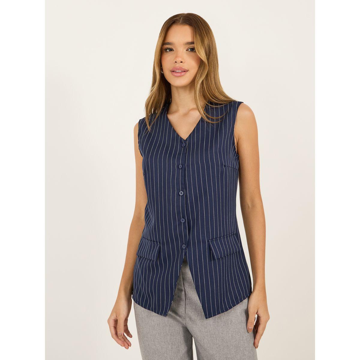 جيليه مخطط بأزرار غلق-women-clothing-shirtsandblouses-blouses-image-1