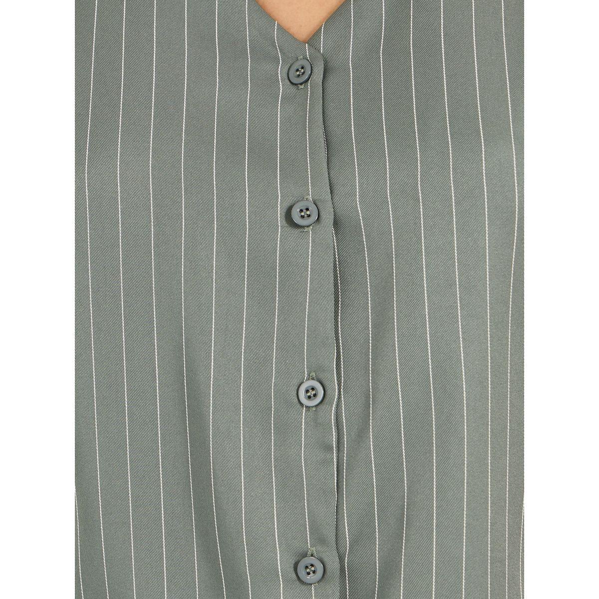 Styli Striped Longline Button Through V Neck Waistcoat-women-clothing-shirtsandblouses-blouses-image-3