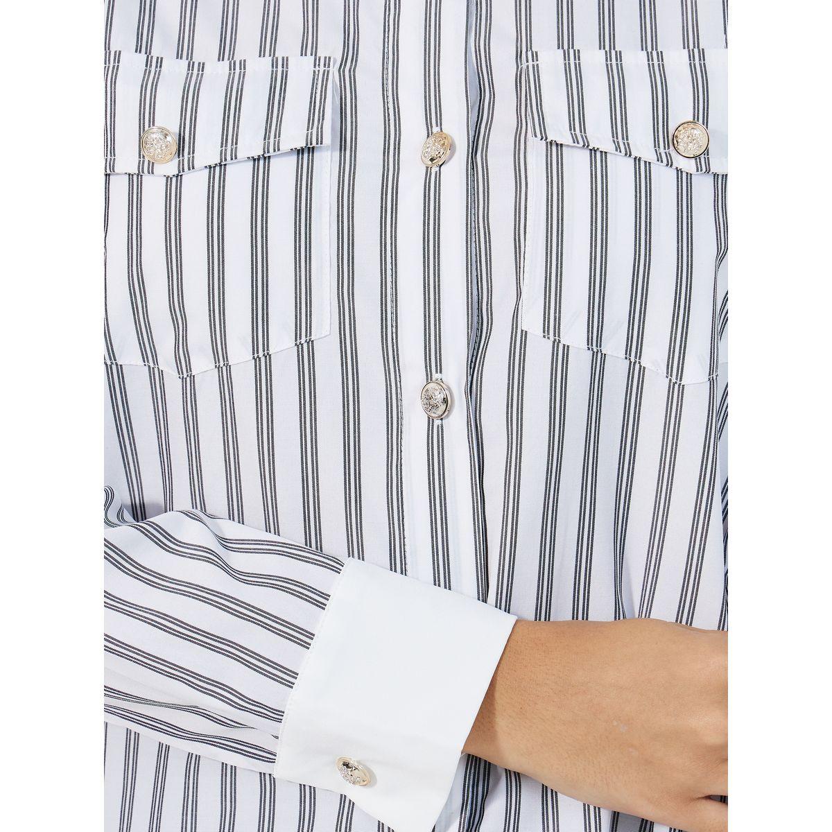 Styli Striped Front Chest Pocket Shirt with Contrast Collar and Cuff Detail-women-clothing-shirtsandblouses-shirts-image-3