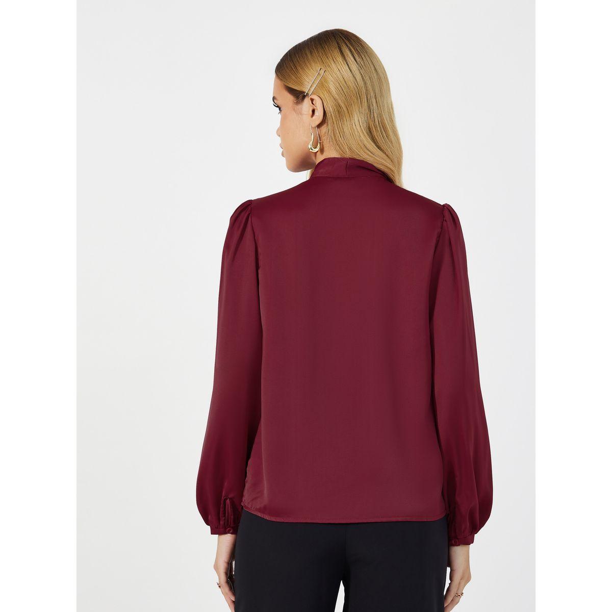 Styli Tie Up Neck Blouse with Balloon Sleeves-women-clothing-shirtsandblouses-blouses-image-4