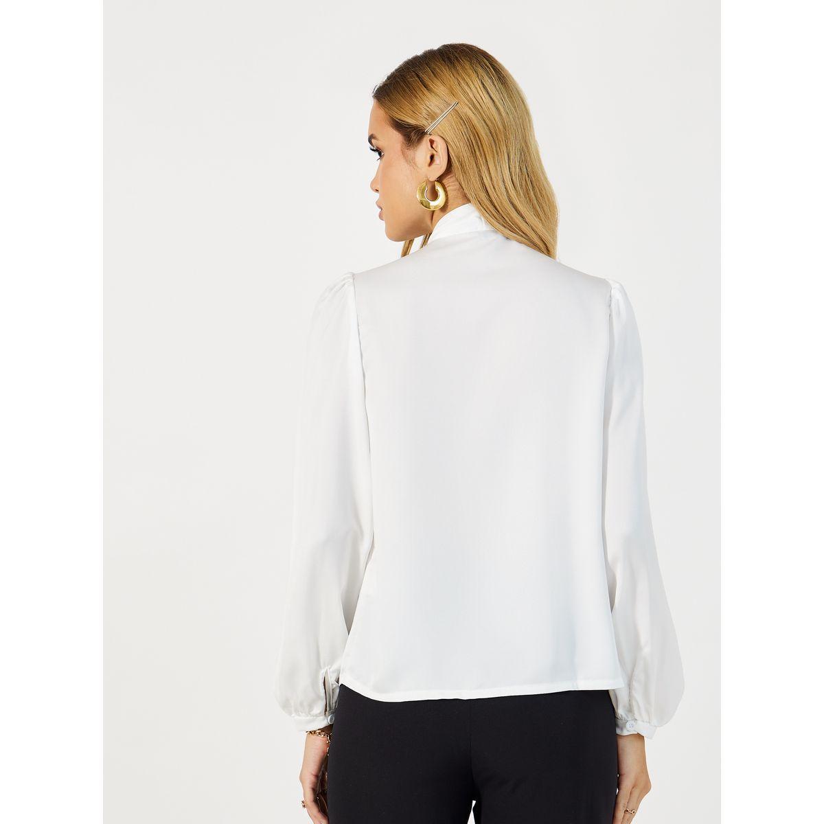 Styli Solid Tie-Up Neck Balloon Sleeves Blouse-women-clothing-shirtsandblouses-blouses-image-4