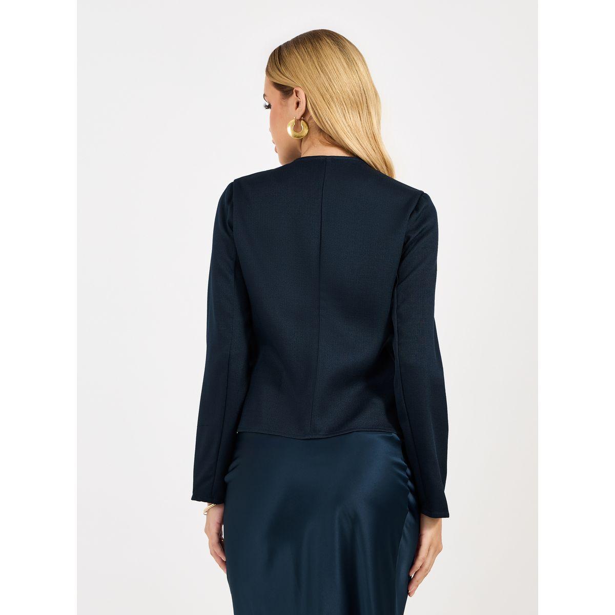 Styli Tweed V Neck Blouse with Chest Pocket Details-women-clothing-shirtsandblouses-blouses-image-4
