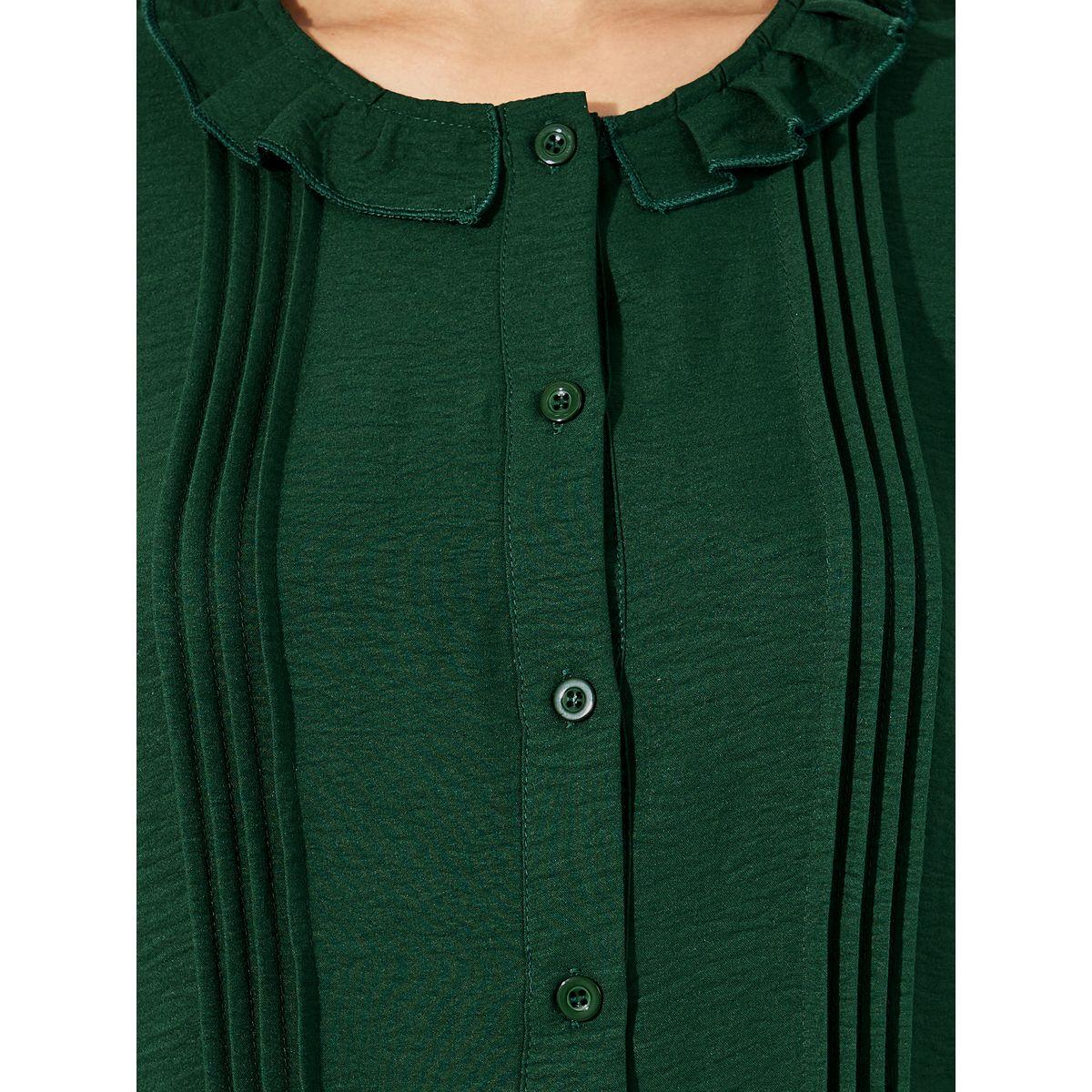 Styli Ruffled Collar Balloon Sleeves Blouse with Pintuck Detail-women-clothing-shirtsandblouses-blouses-image-3